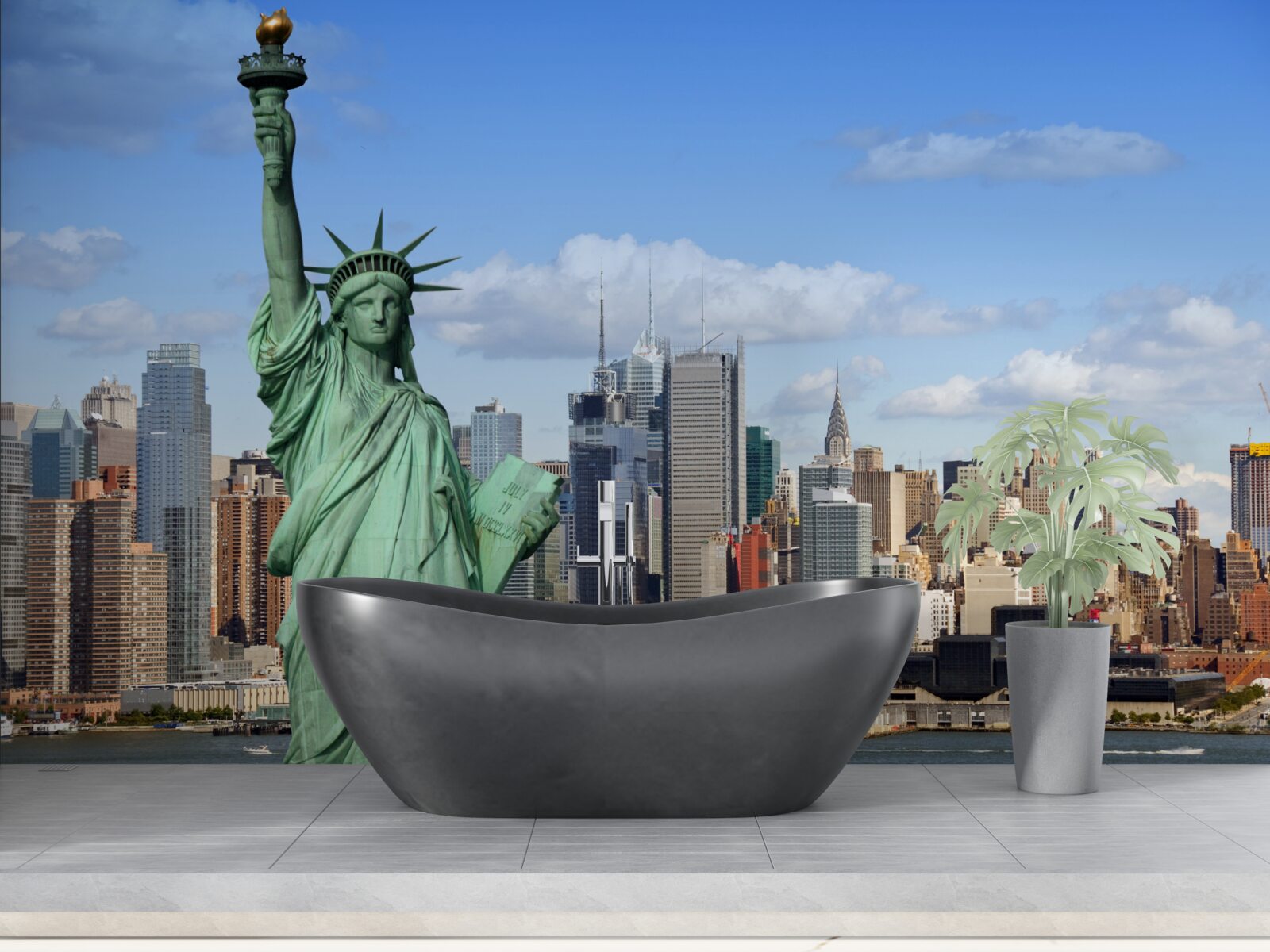 Papier peint statue de la liberté en arrière-plan de new york