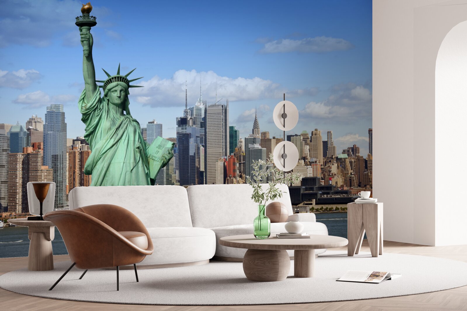 Papier peint statue de la liberté en arrière-plan de new york