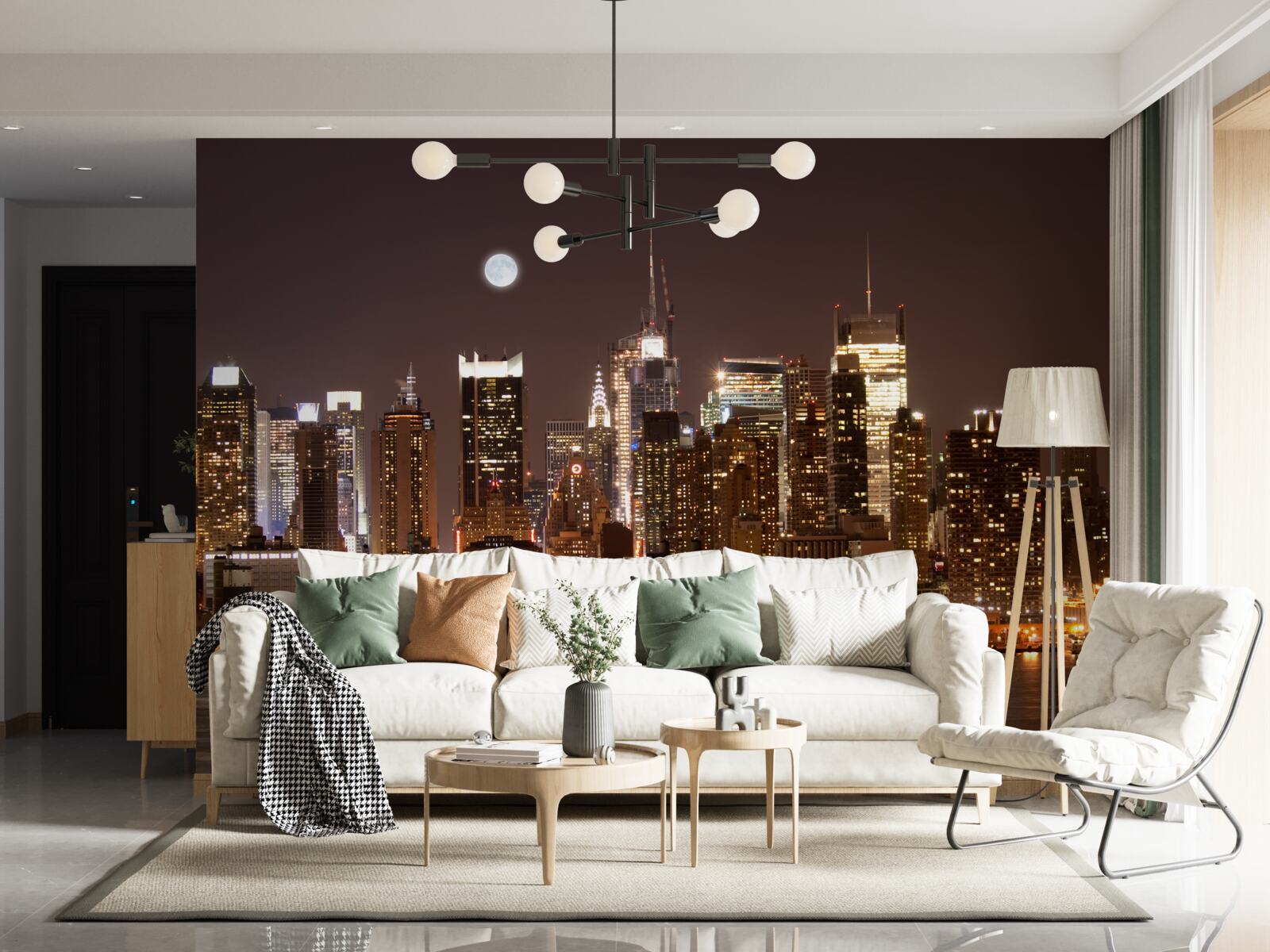 Papier peint magnifique vue panoramique de manhattan la nuit