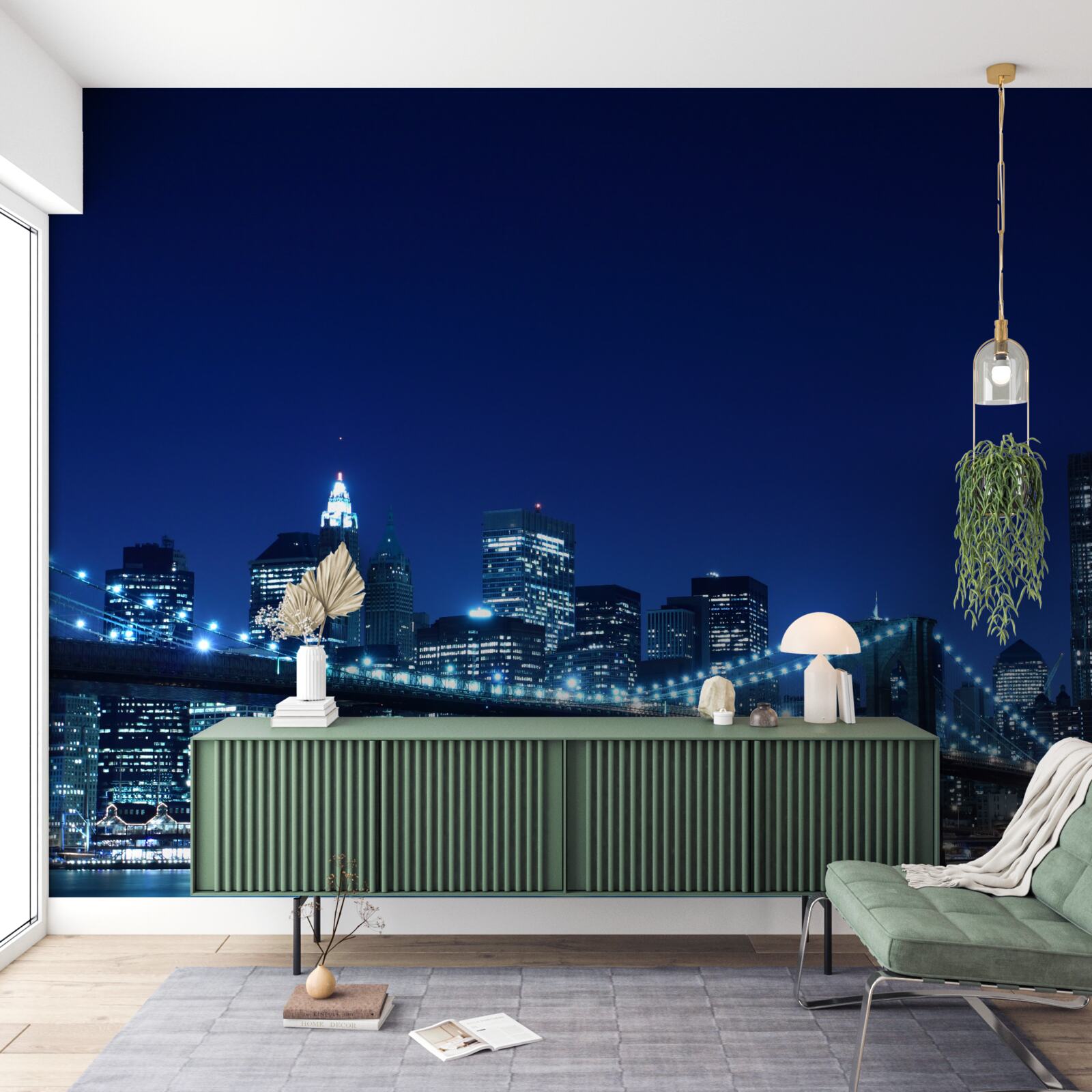 Papier peint pont de brooklyn la nuit