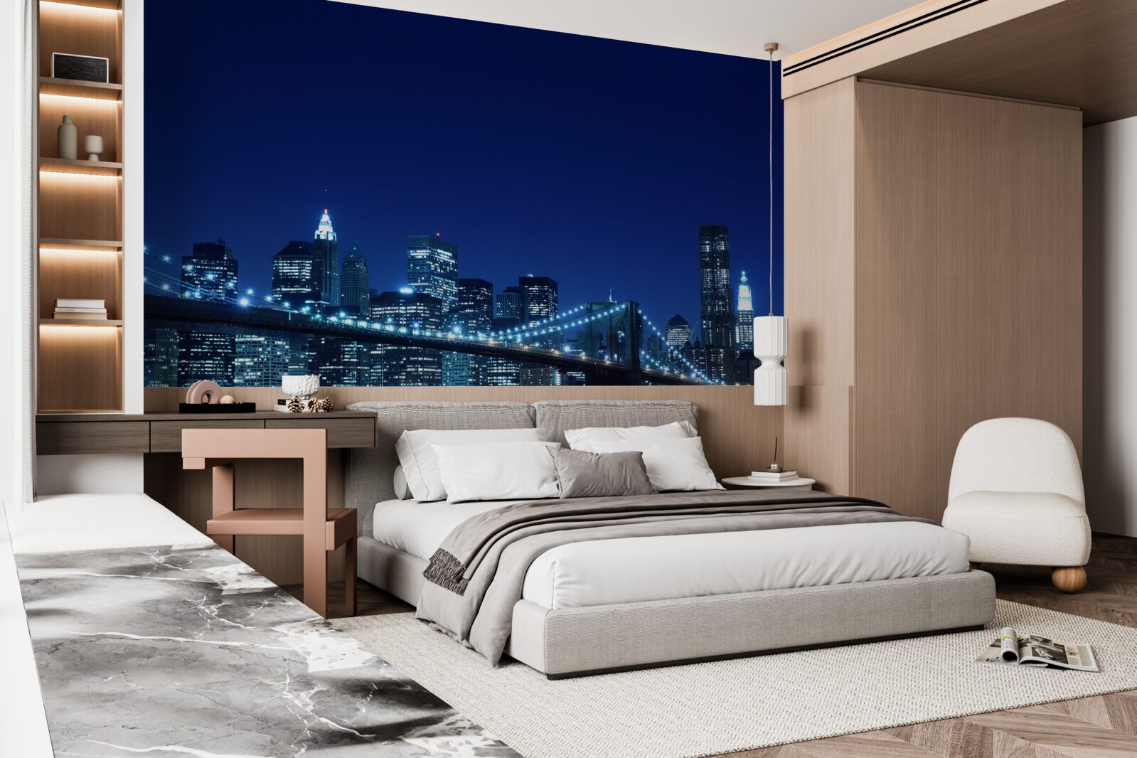 Papier peint pont de brooklyn la nuit