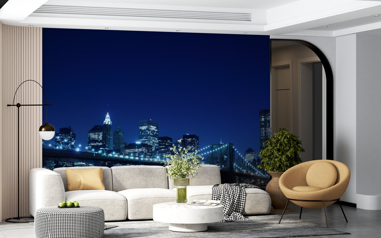 Papier peint pont de brooklyn la nuit