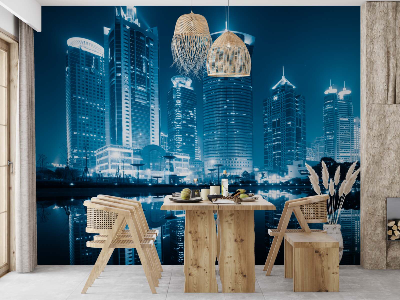 Papier peint rue de shanghai la nuit