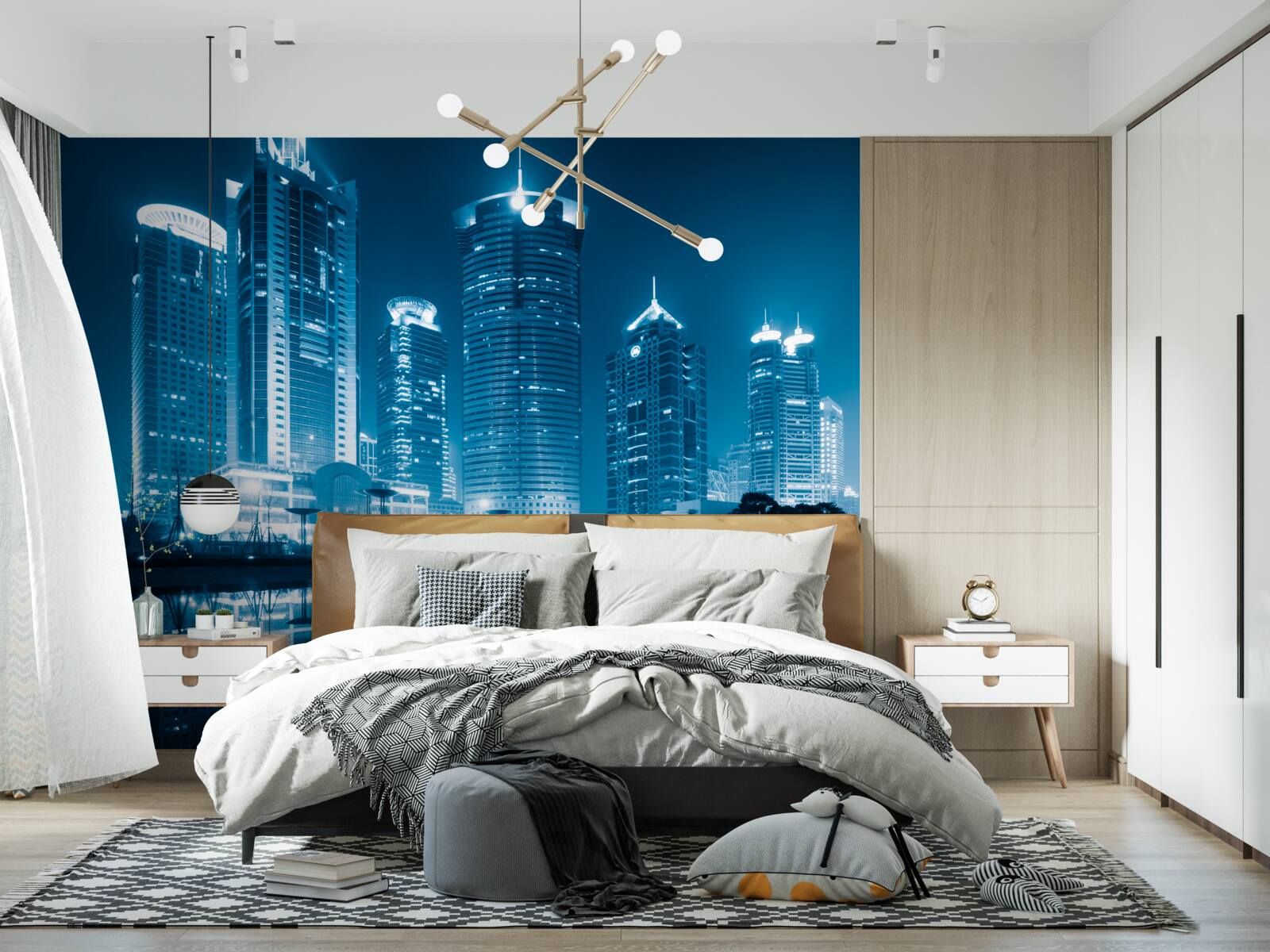 Papier peint rue de shanghai la nuit