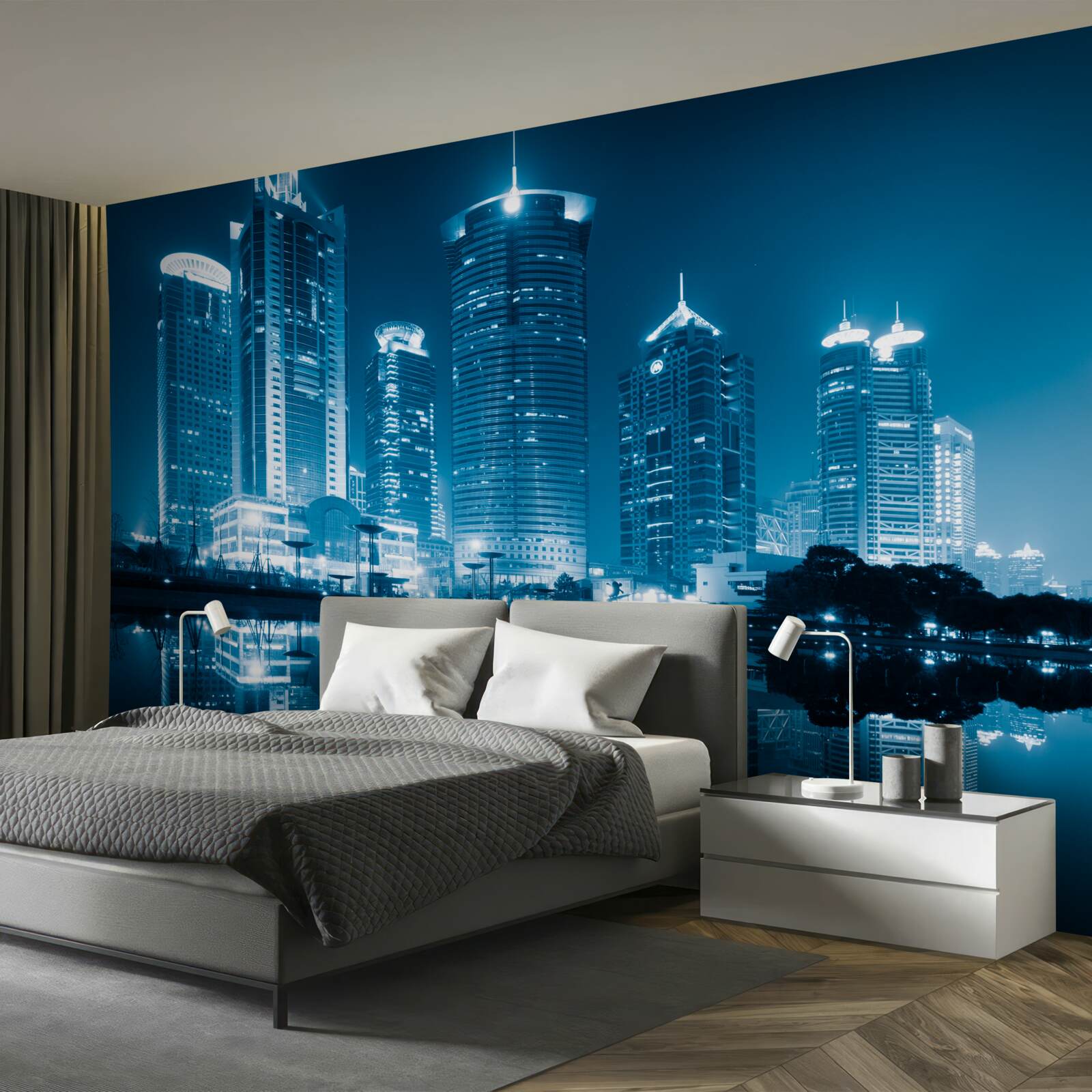 Papier peint rue de shanghai la nuit