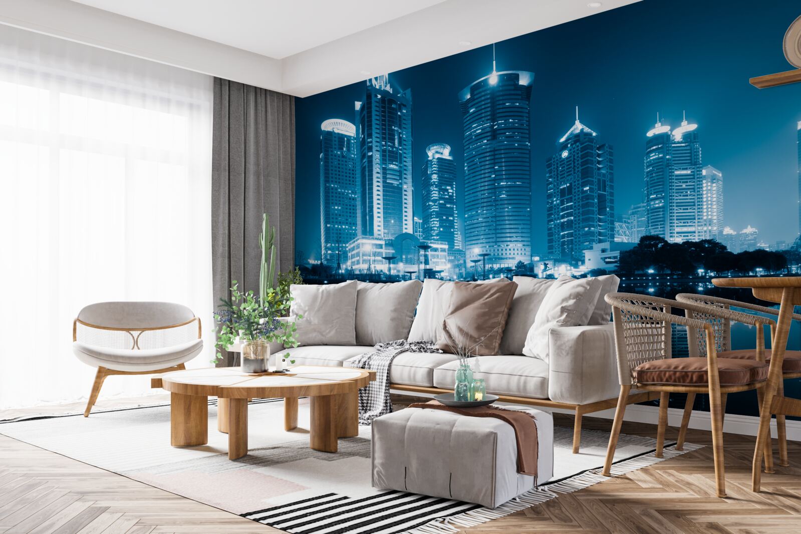 Papier peint rue de shanghai la nuit