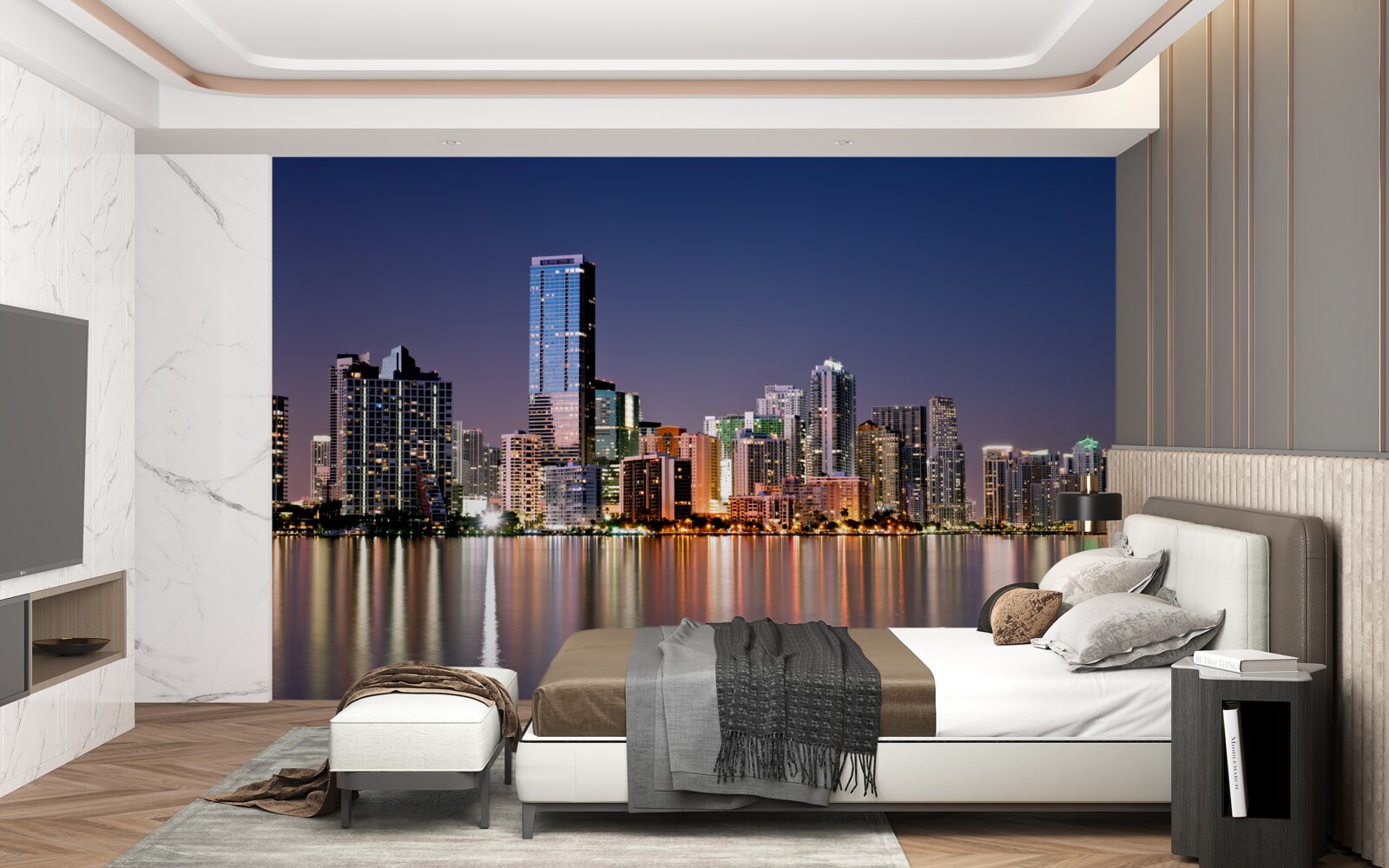 Papier peint géant urbain avec éclairage nocturne