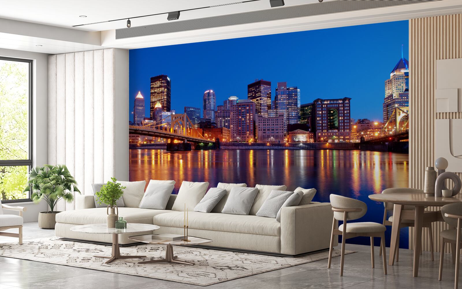 Papier peint l'horizon de new york la nuit