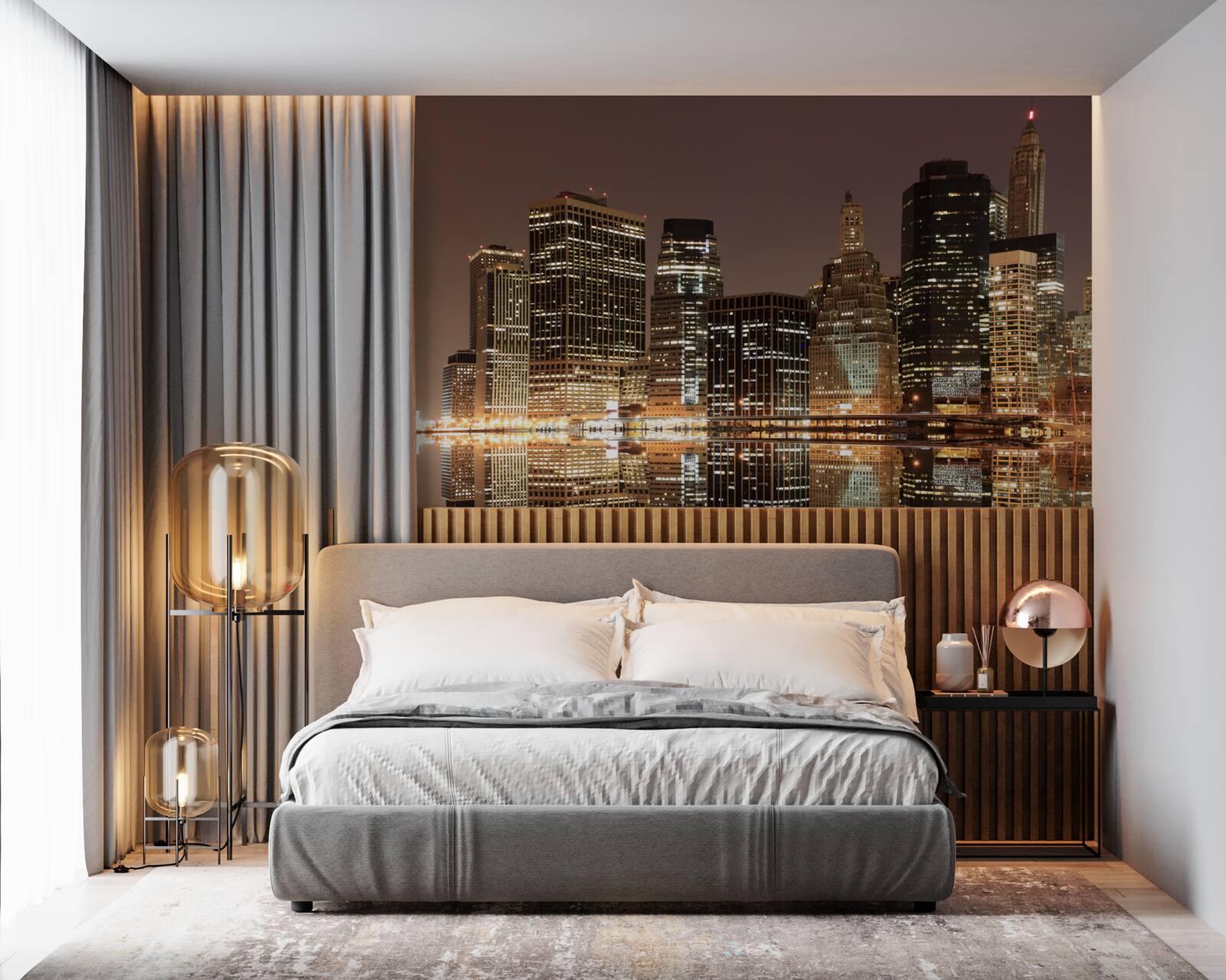 Papier peint les lumières de new york la nuit dans les rues