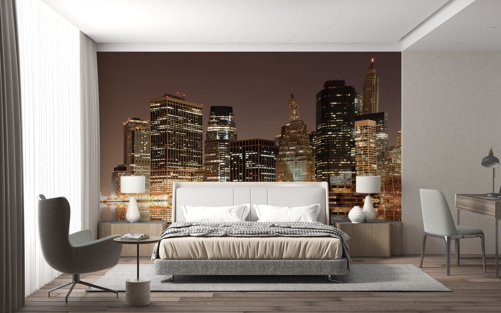 Papier peint les lumières de new york la nuit dans les rues