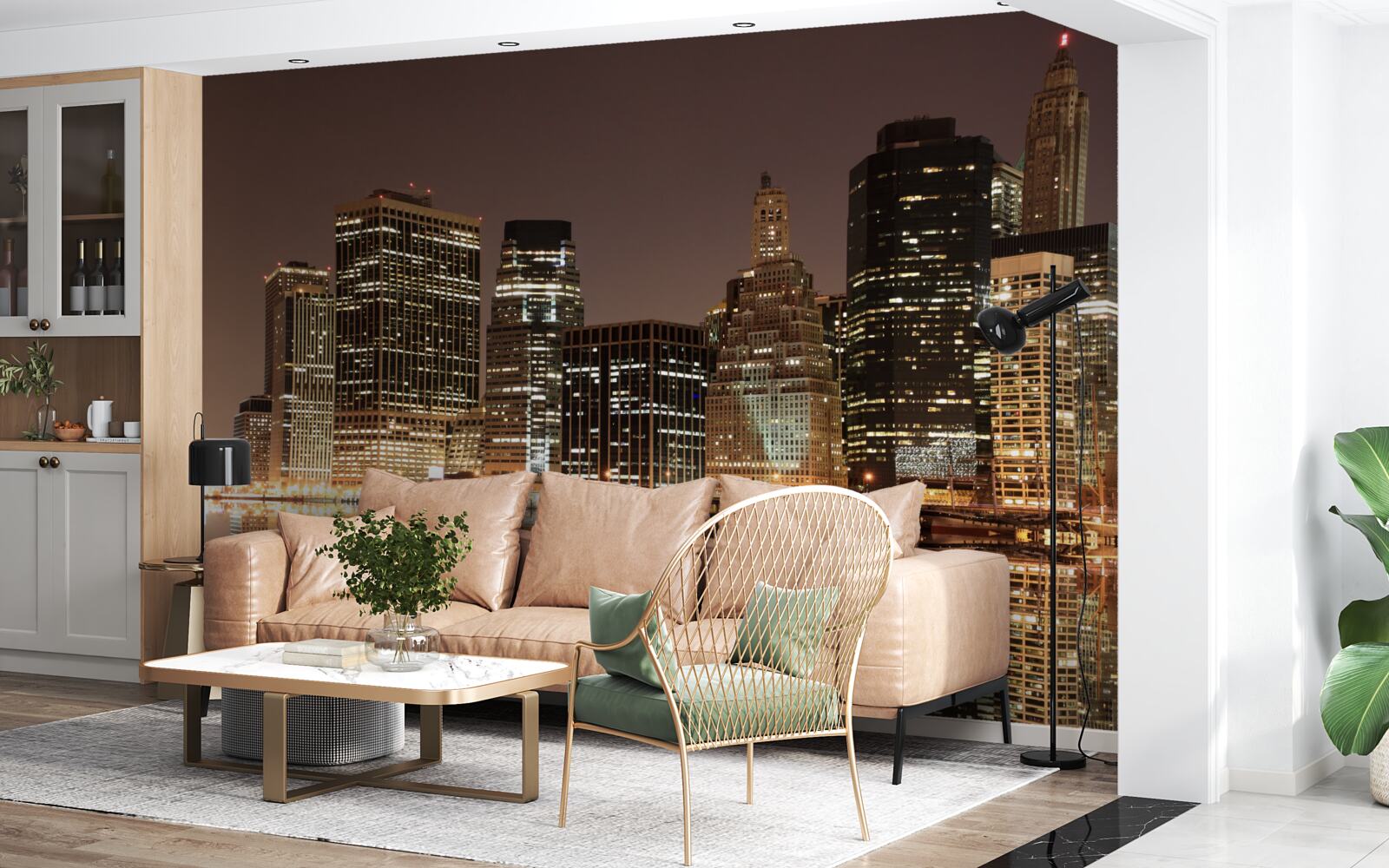 Papier peint les lumières de new york la nuit dans les rues