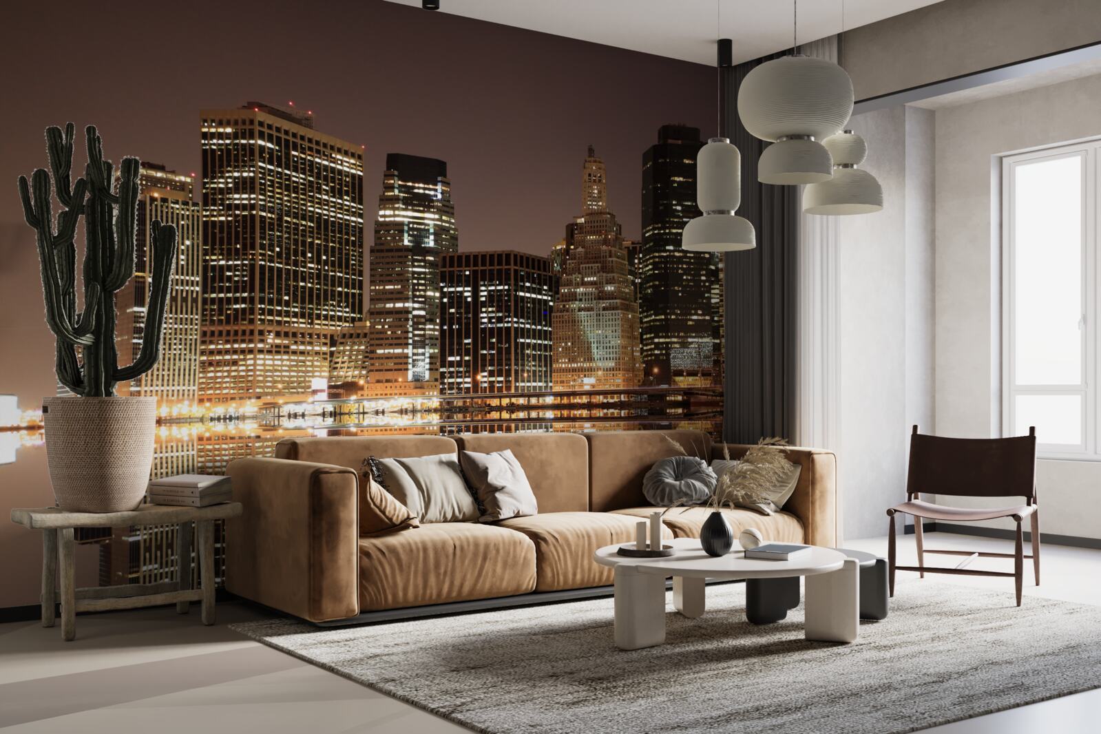 Papier peint les lumières de new york la nuit dans les rues