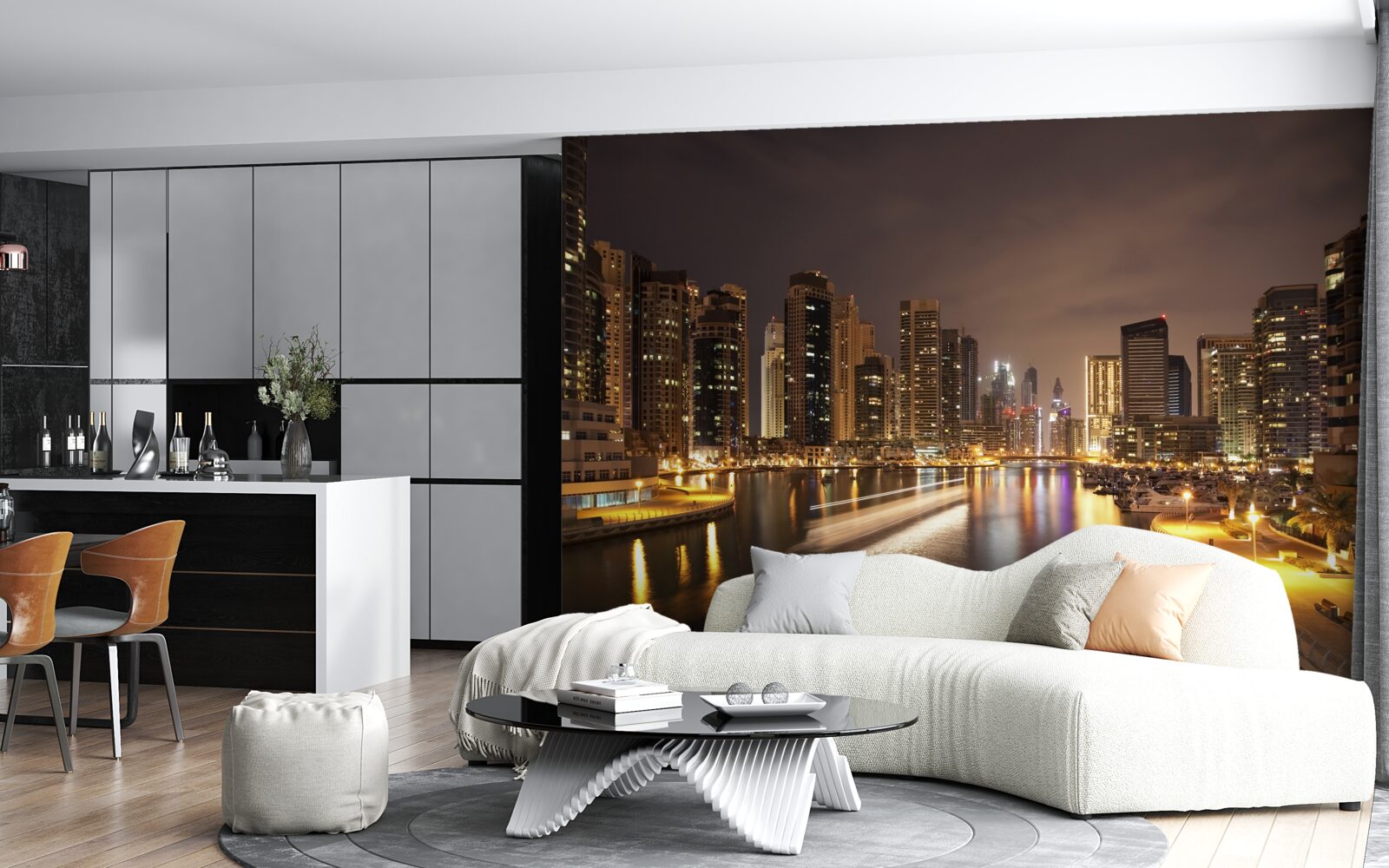 Papier peint paysage urbain nocturne à couper le souffle