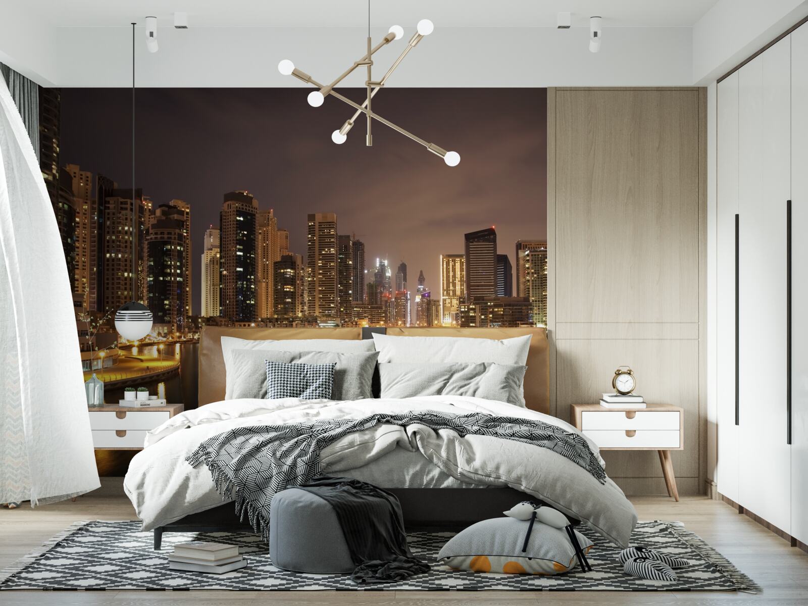 Papier peint paysage urbain nocturne à couper le souffle