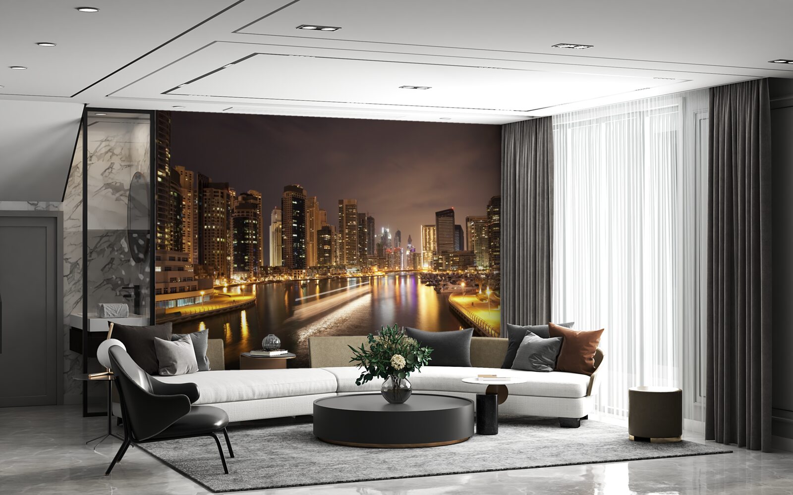 Papier peint paysage urbain nocturne à couper le souffle