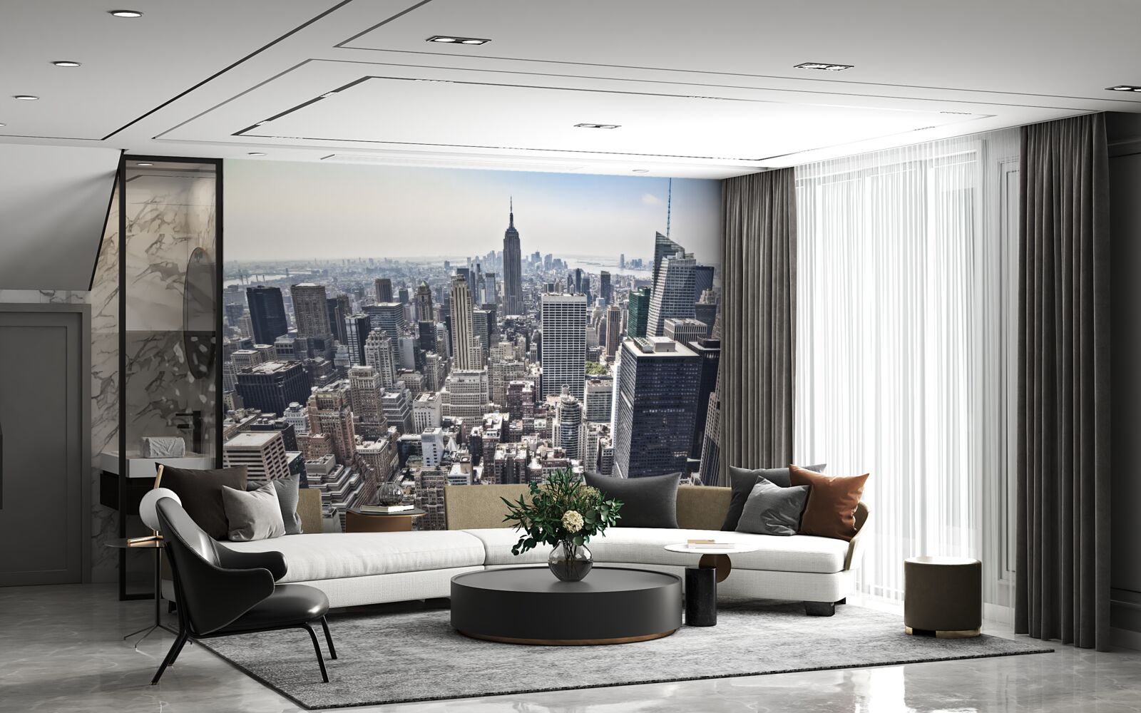 Papier peint vue de la ville d'une hauteur comparable à une vue d'oiseau