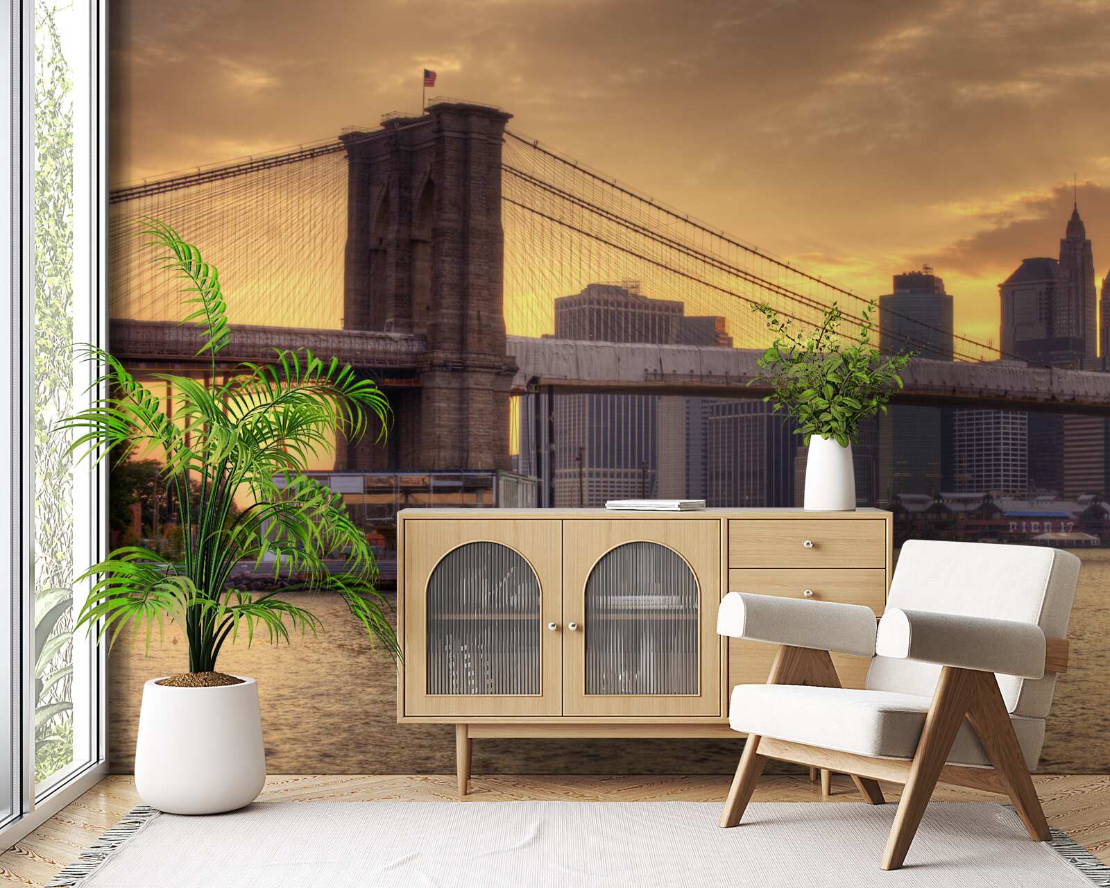 Papier peint géant urbain au coucher du soleil