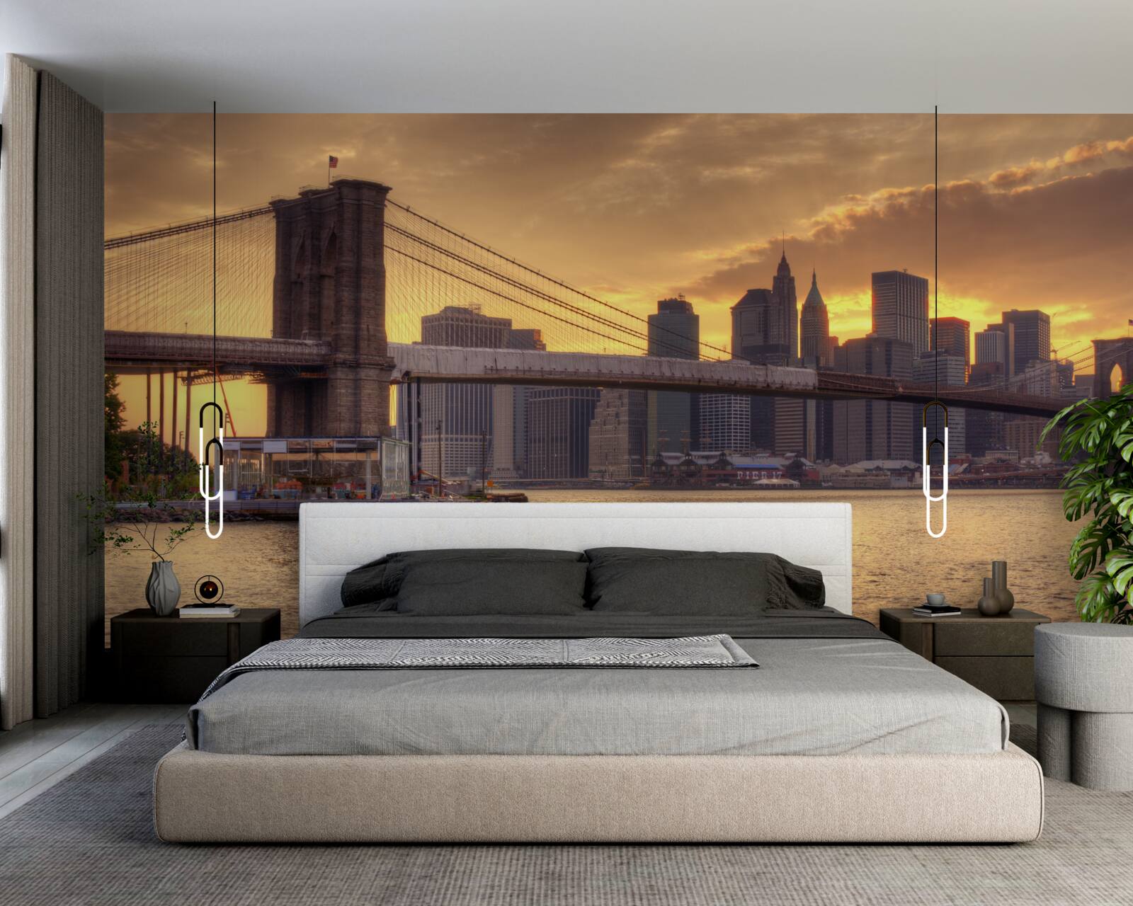 Papier peint géant urbain au coucher du soleil