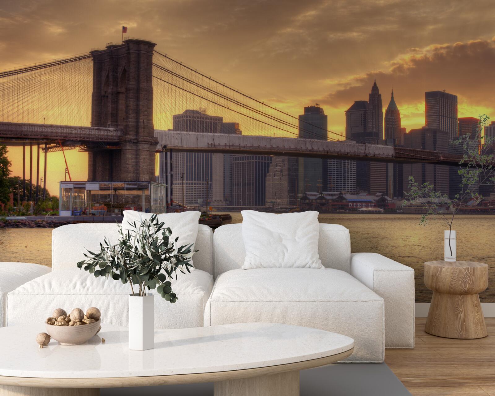 Papier peint géant urbain au coucher du soleil