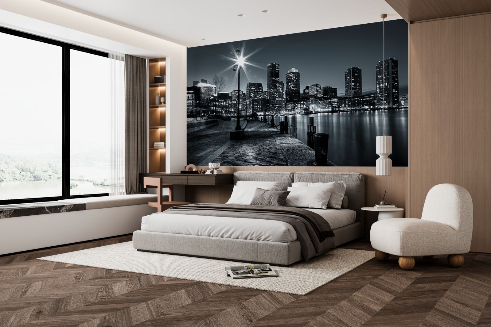 Papier peint l'atmosphère charmante d'une métropole nocturne