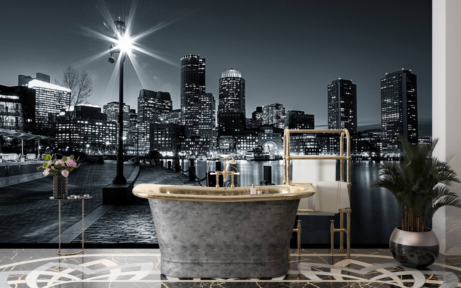 Papier peint l'atmosphère charmante d'une métropole nocturne