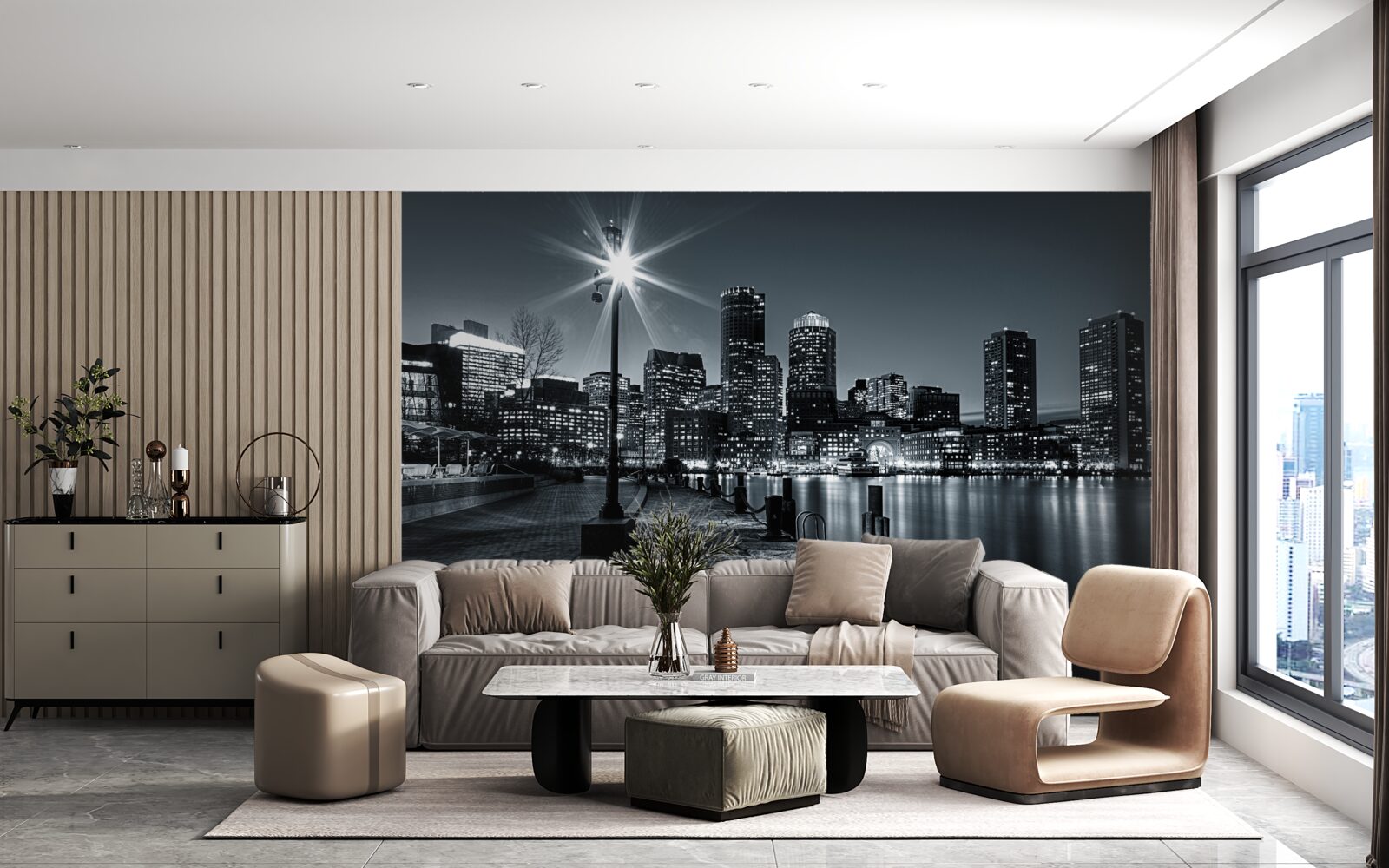 Papier peint l'atmosphère charmante d'une métropole nocturne