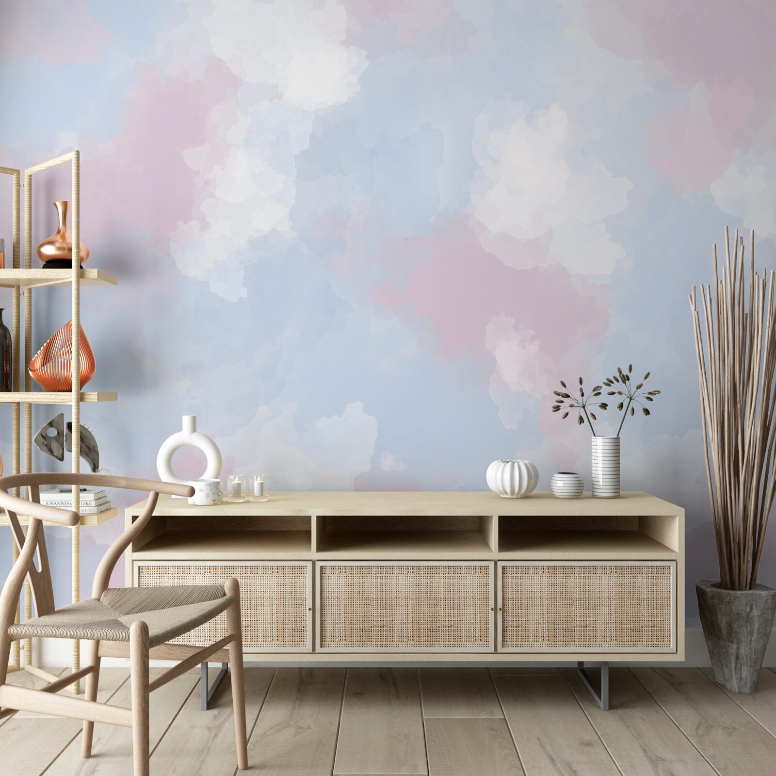 Papier peint le ciel est orné de taches bleues et roses