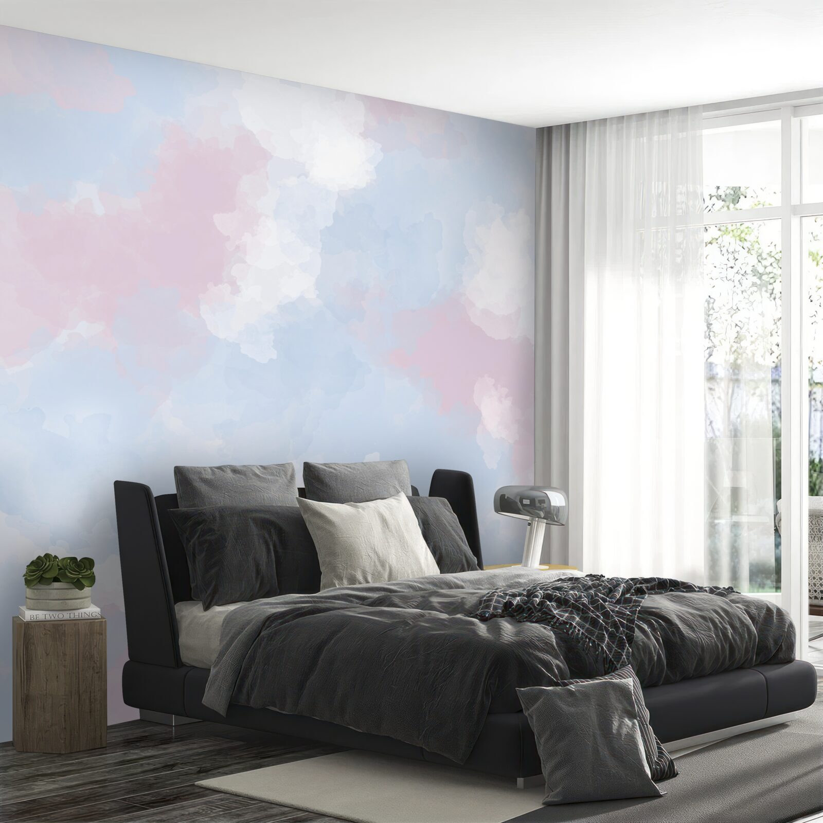 Papier peint le ciel est orné de taches bleues et roses