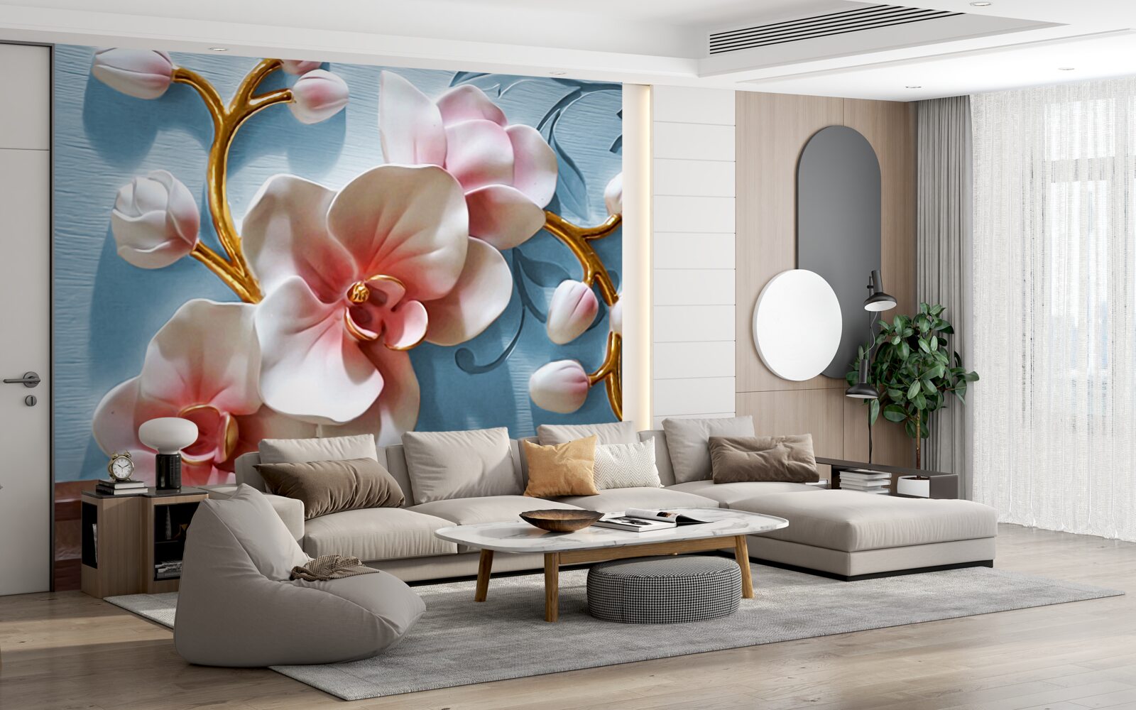 Papier peint orchidée blanche dans un ciel bleu