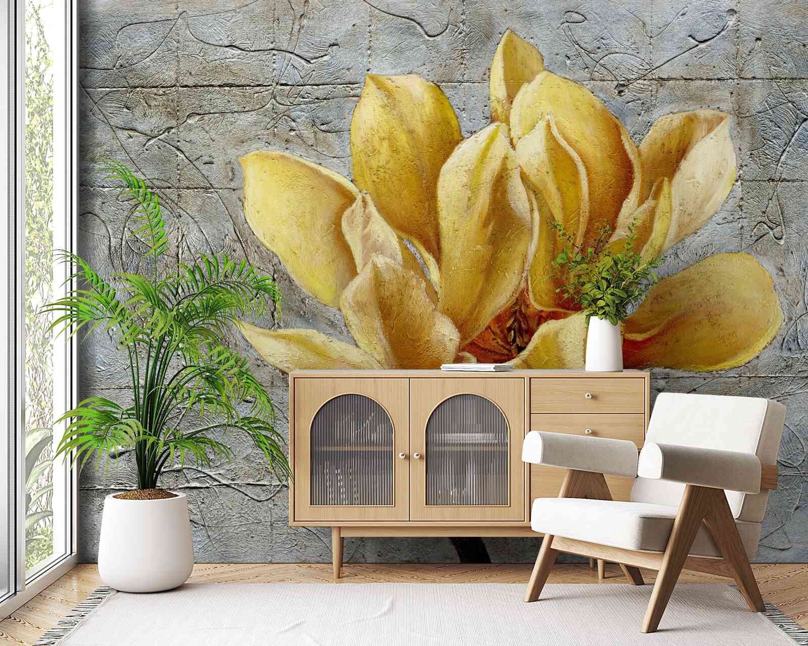 Papier peint fleur jaune intéressante