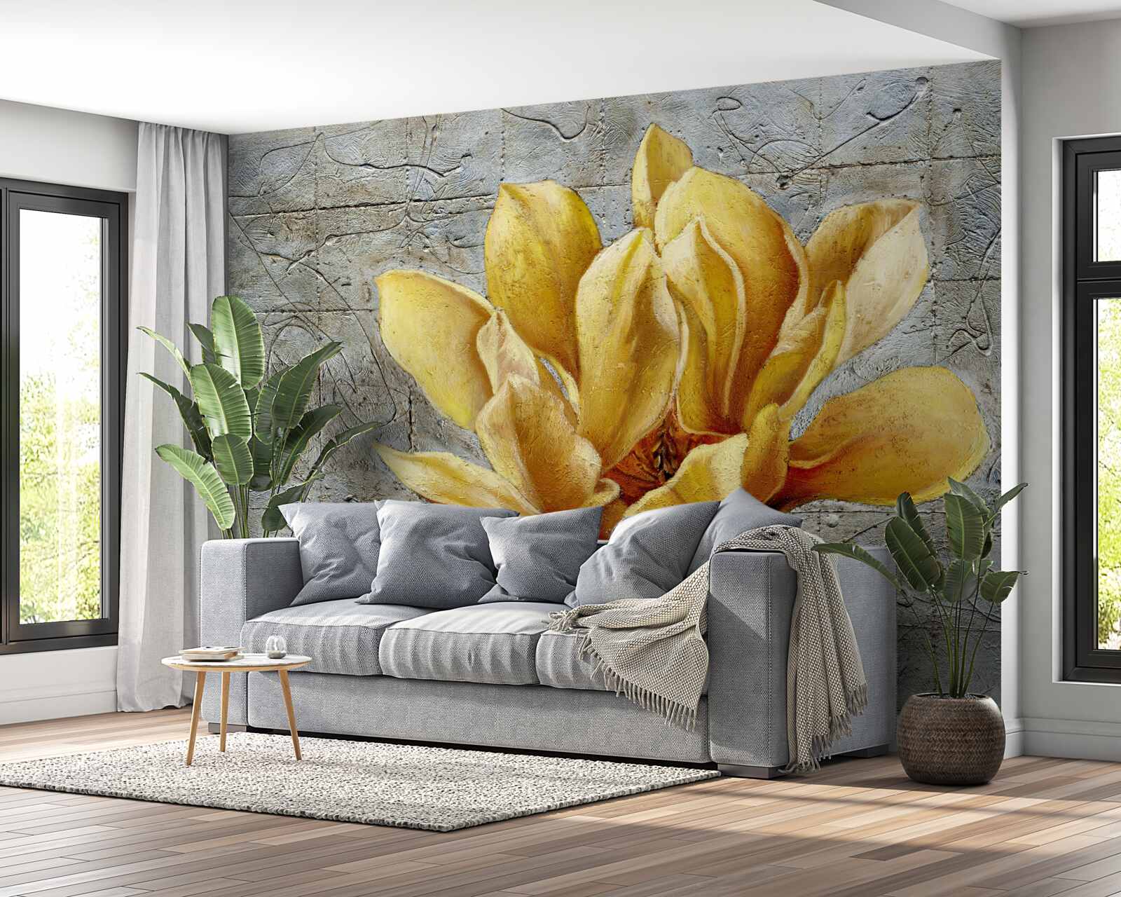 Papier peint fleur jaune intéressante