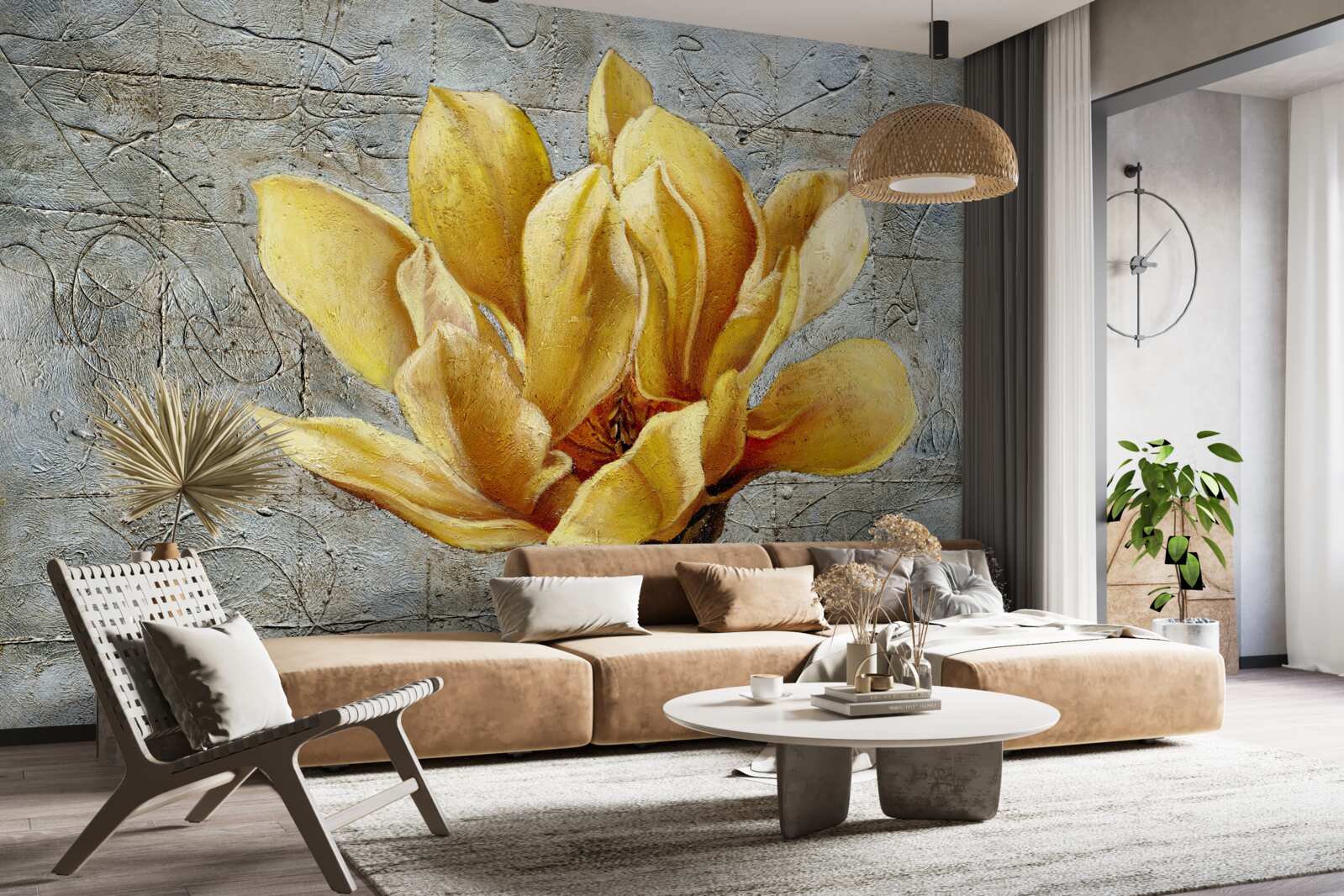 Papier peint fleur jaune intéressante