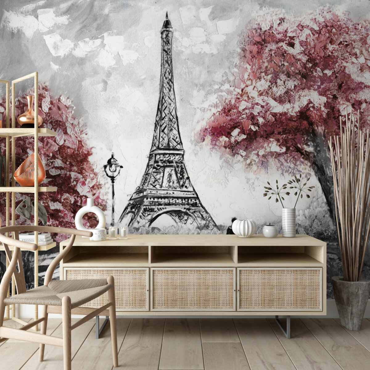 Papier peint deux personnes profitant de la vue sur la tour eiffel