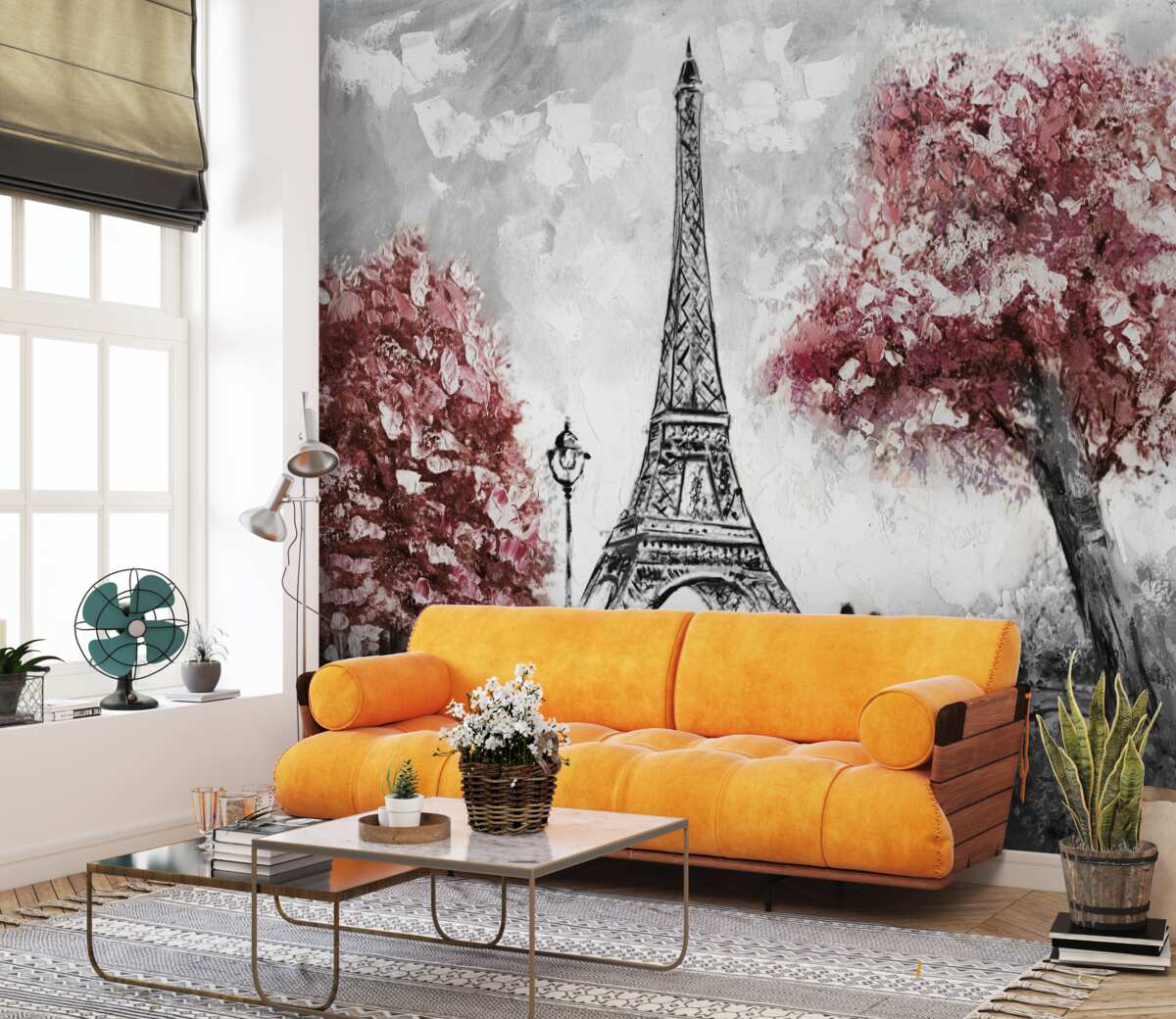 Papier peint deux personnes profitant de la vue sur la tour eiffel