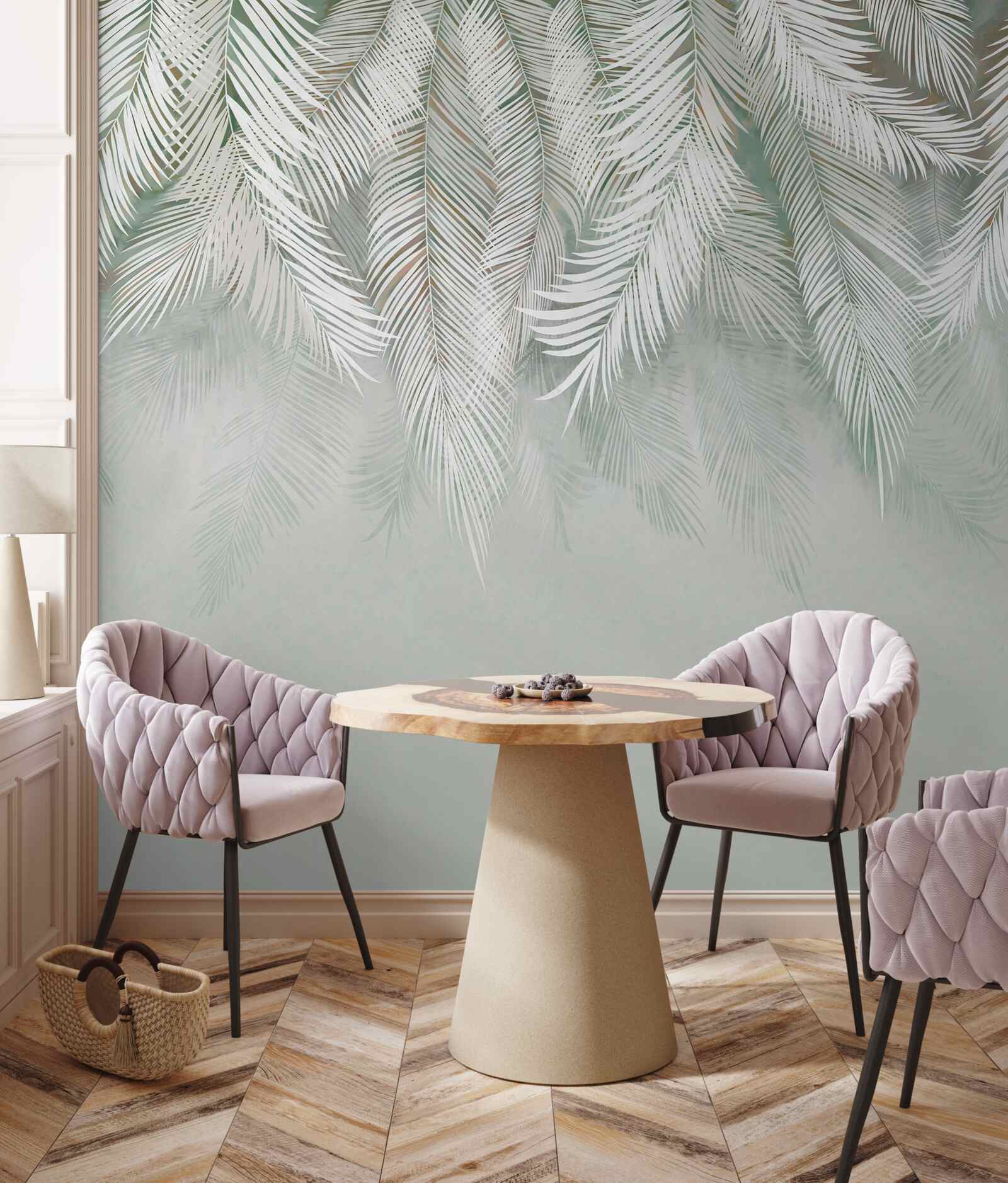 Papier peint feuilles pennées orientées vers le bas