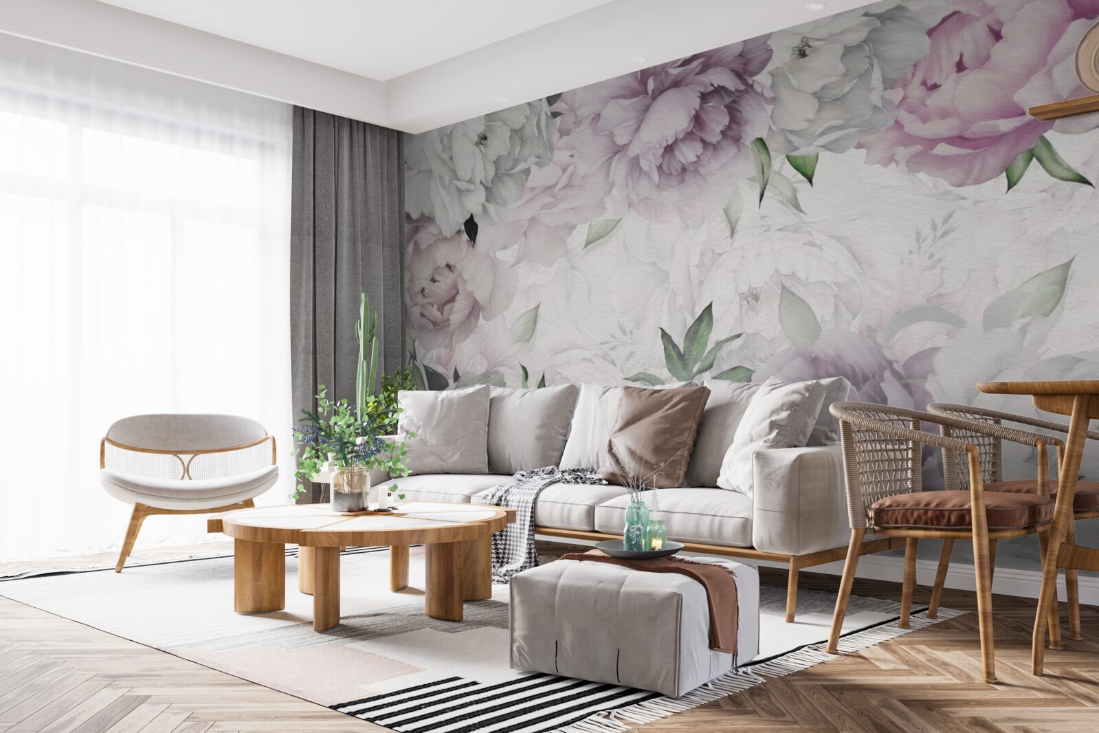 Papier peint boutons de fleurs élégants