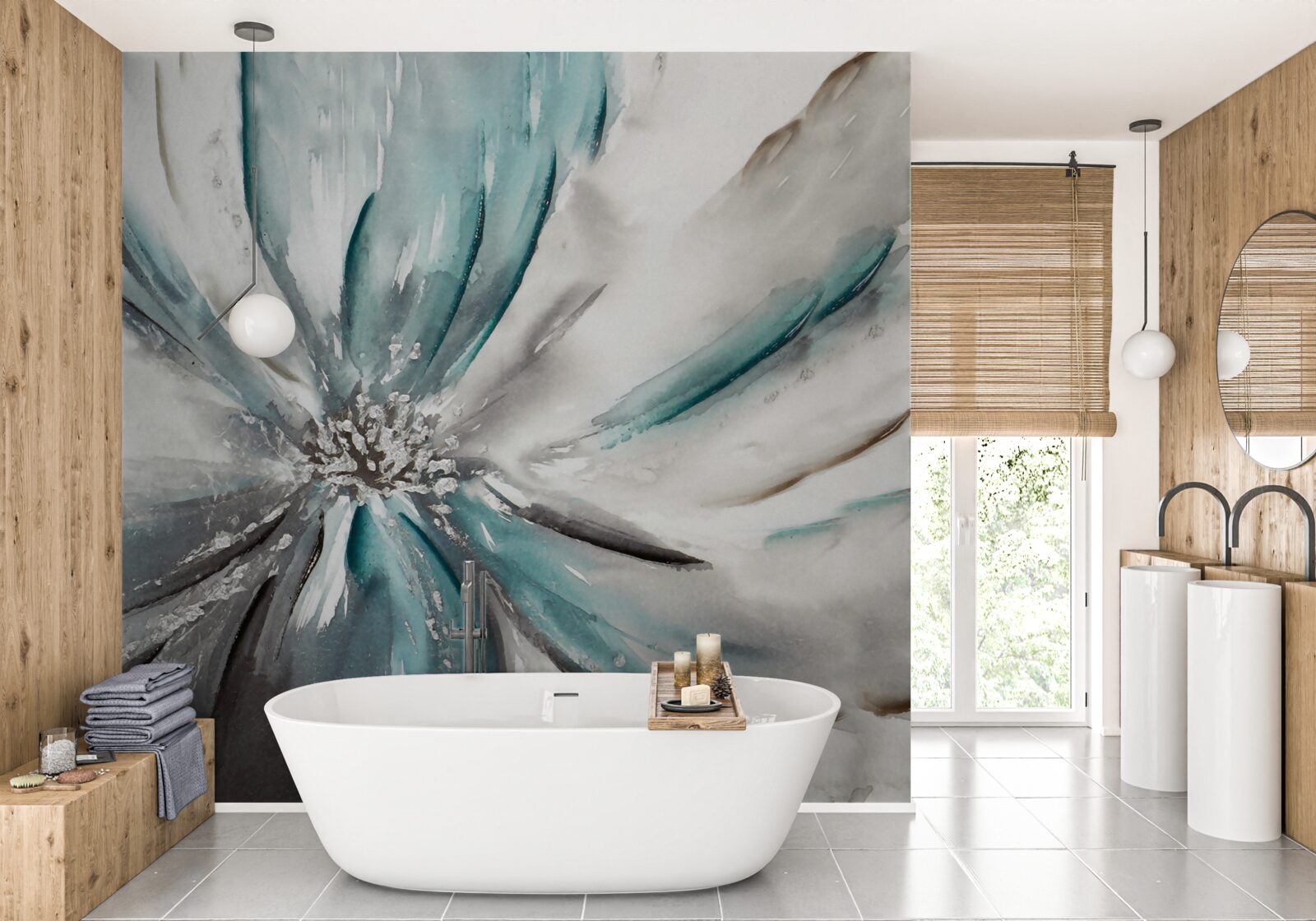 Papier peint fleur abstraite inhabituelle