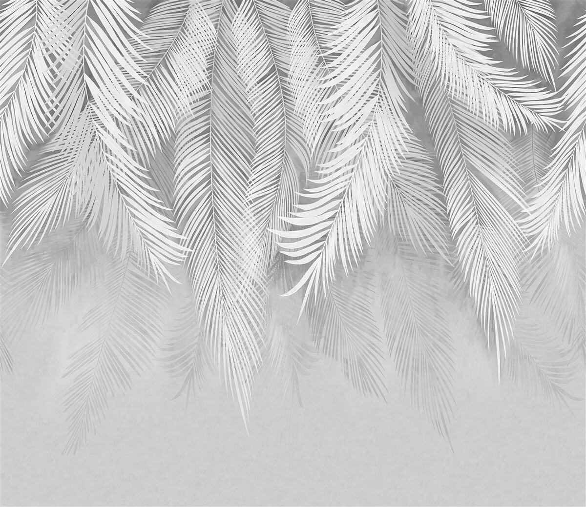 Papier peint des feuilles de palmier blanches pendent