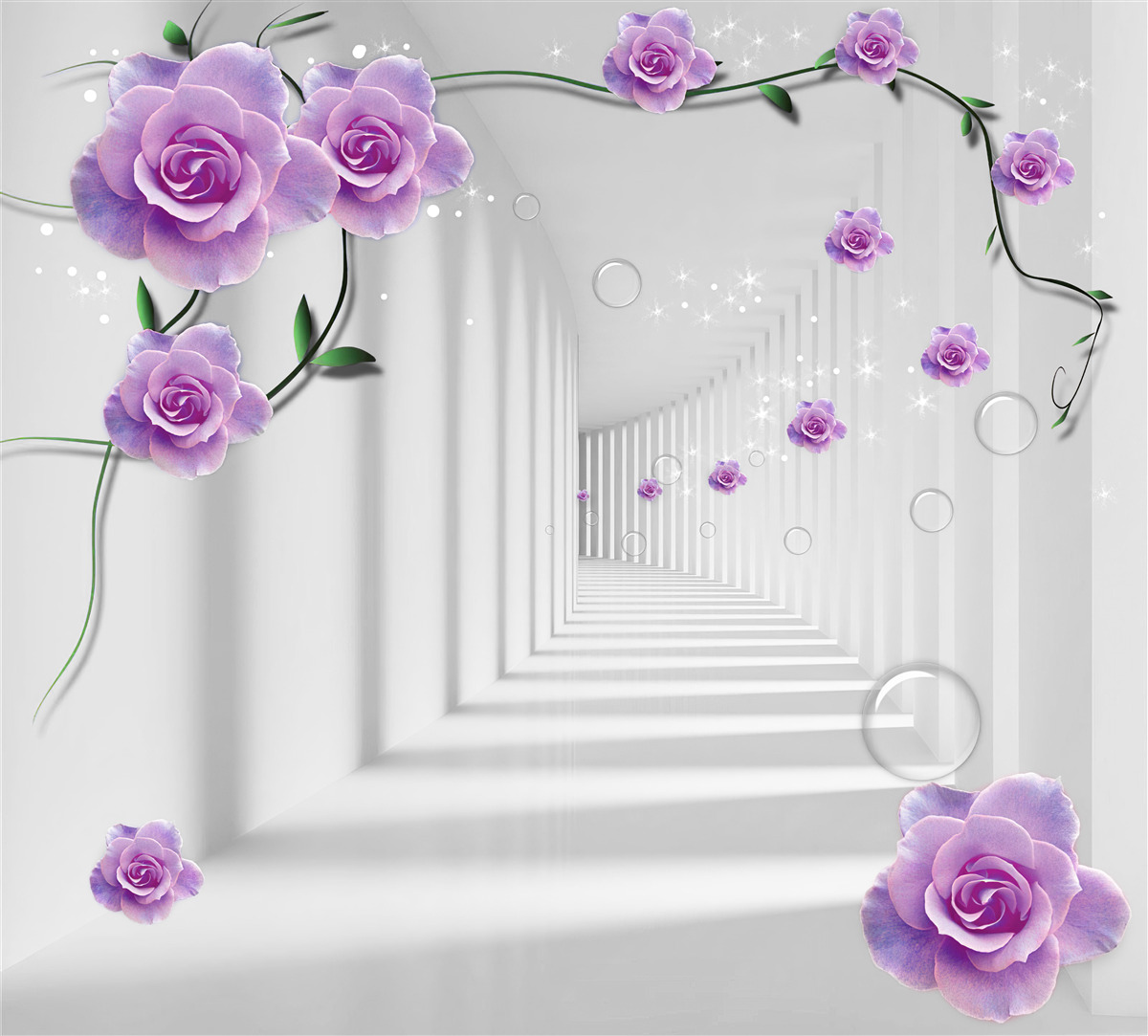 Papier peint les fleurs qui ont fleuri à l'arrière-plan du tunnel