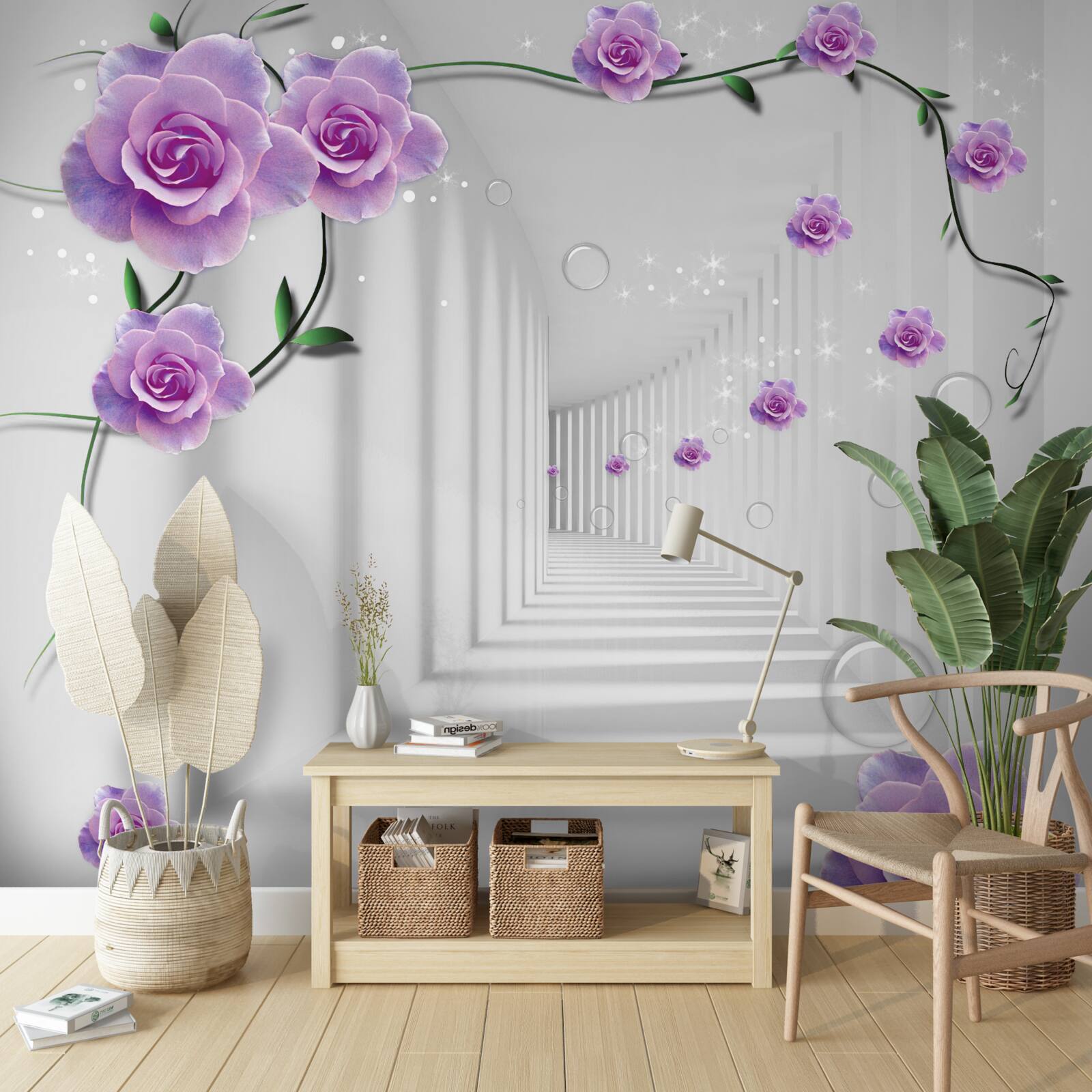 Papier peint les fleurs qui ont fleuri à l'arrière-plan du tunnel