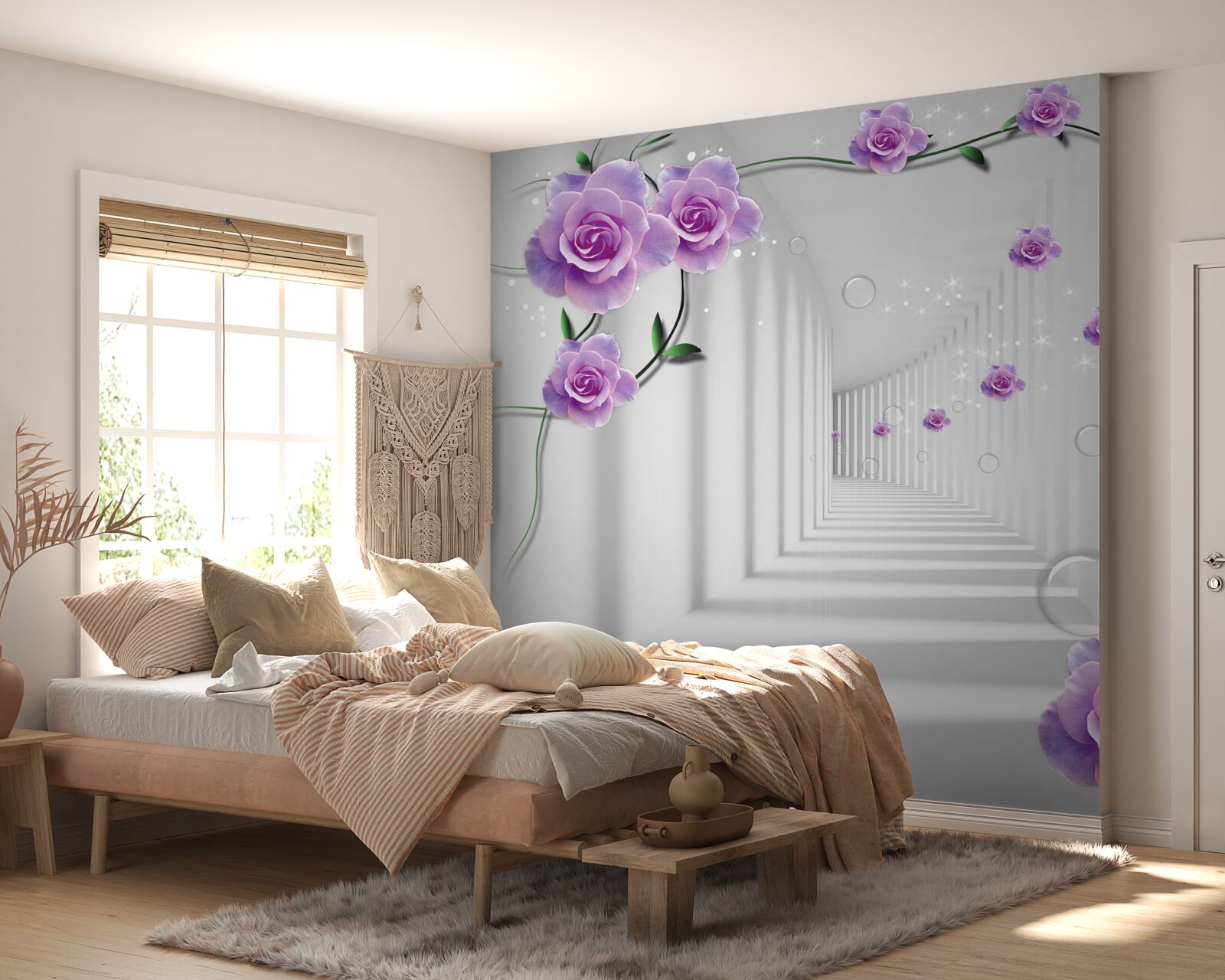 Papier peint les fleurs qui ont fleuri à l'arrière-plan du tunnel