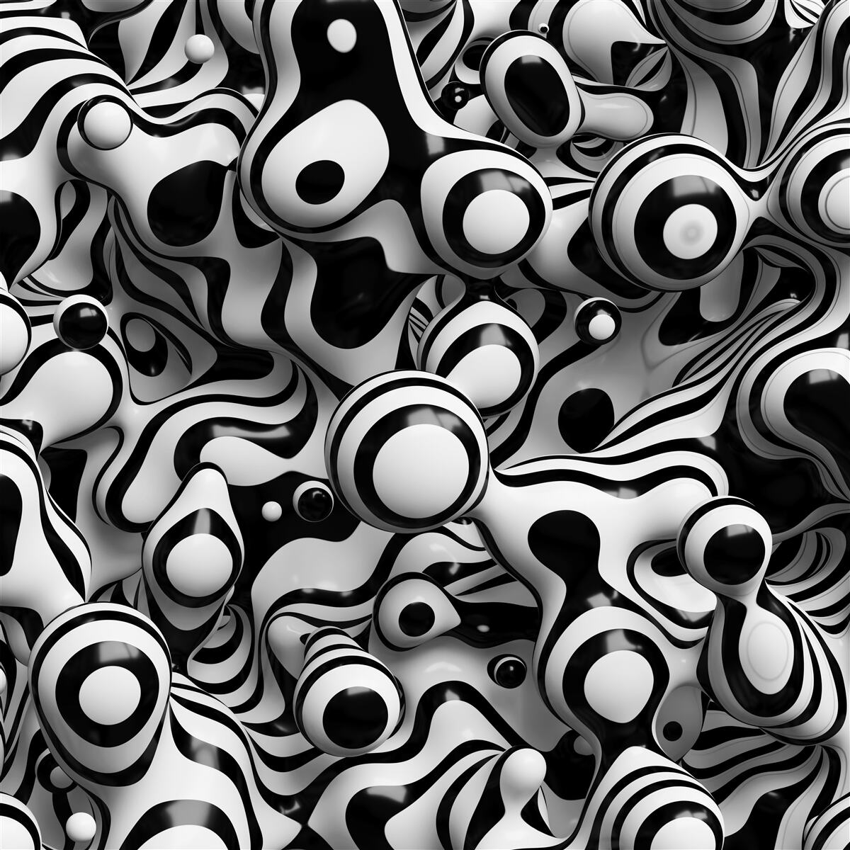 Papier peint abstraction dans une palette de noir et blanc