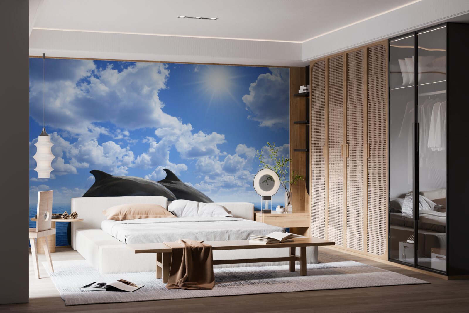 Papier peint dauphins sautant à la surface de l'eau