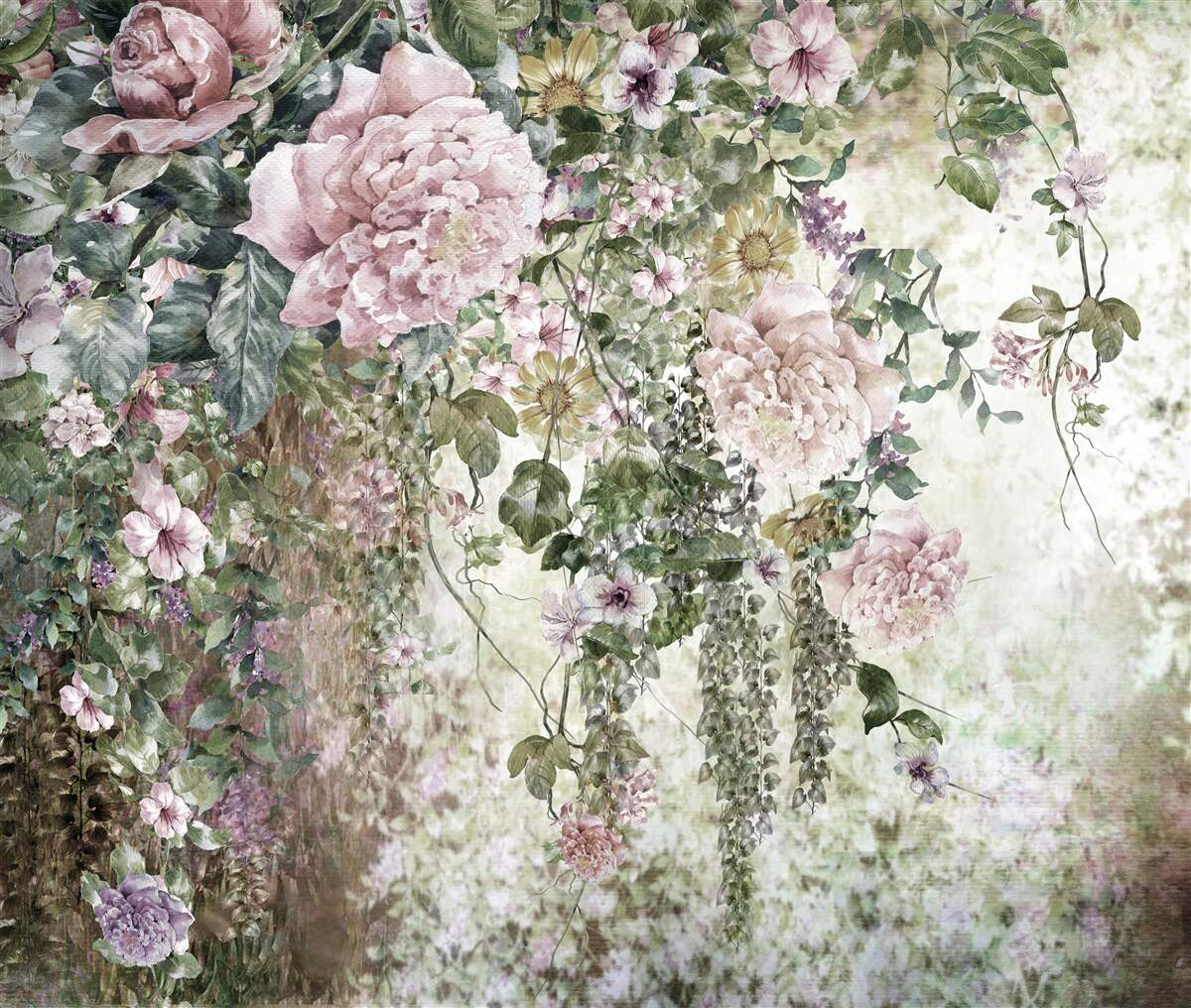 Papier peint des branches de fleurs délicates qui tombent