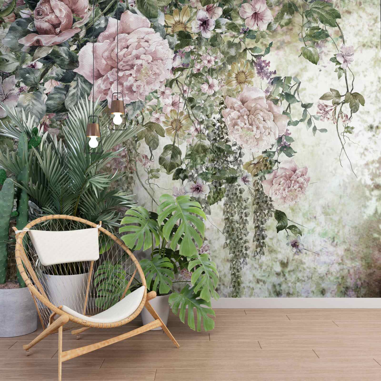 Papier peint des branches de fleurs délicates qui tombent