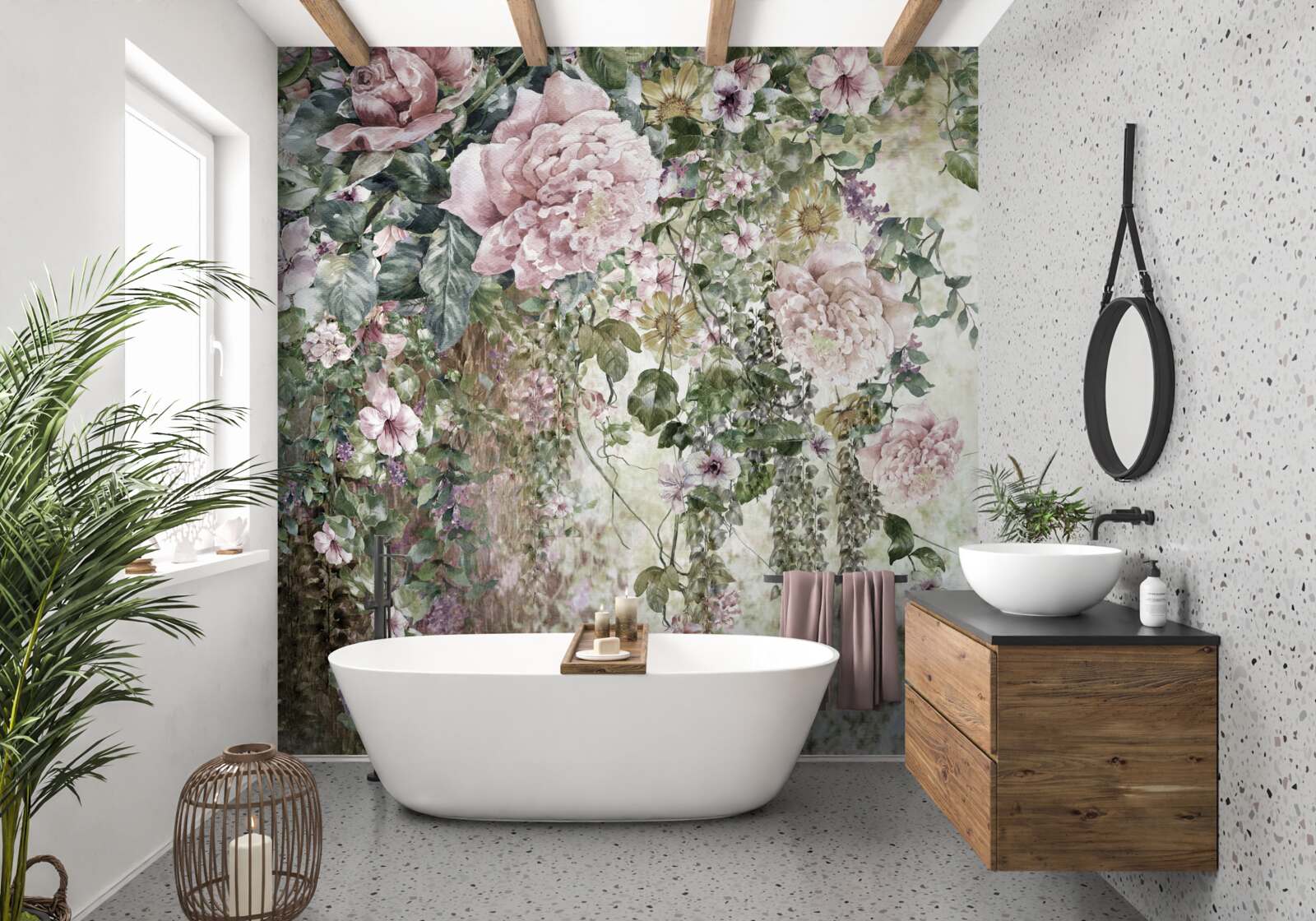 Papier peint des branches de fleurs délicates qui tombent