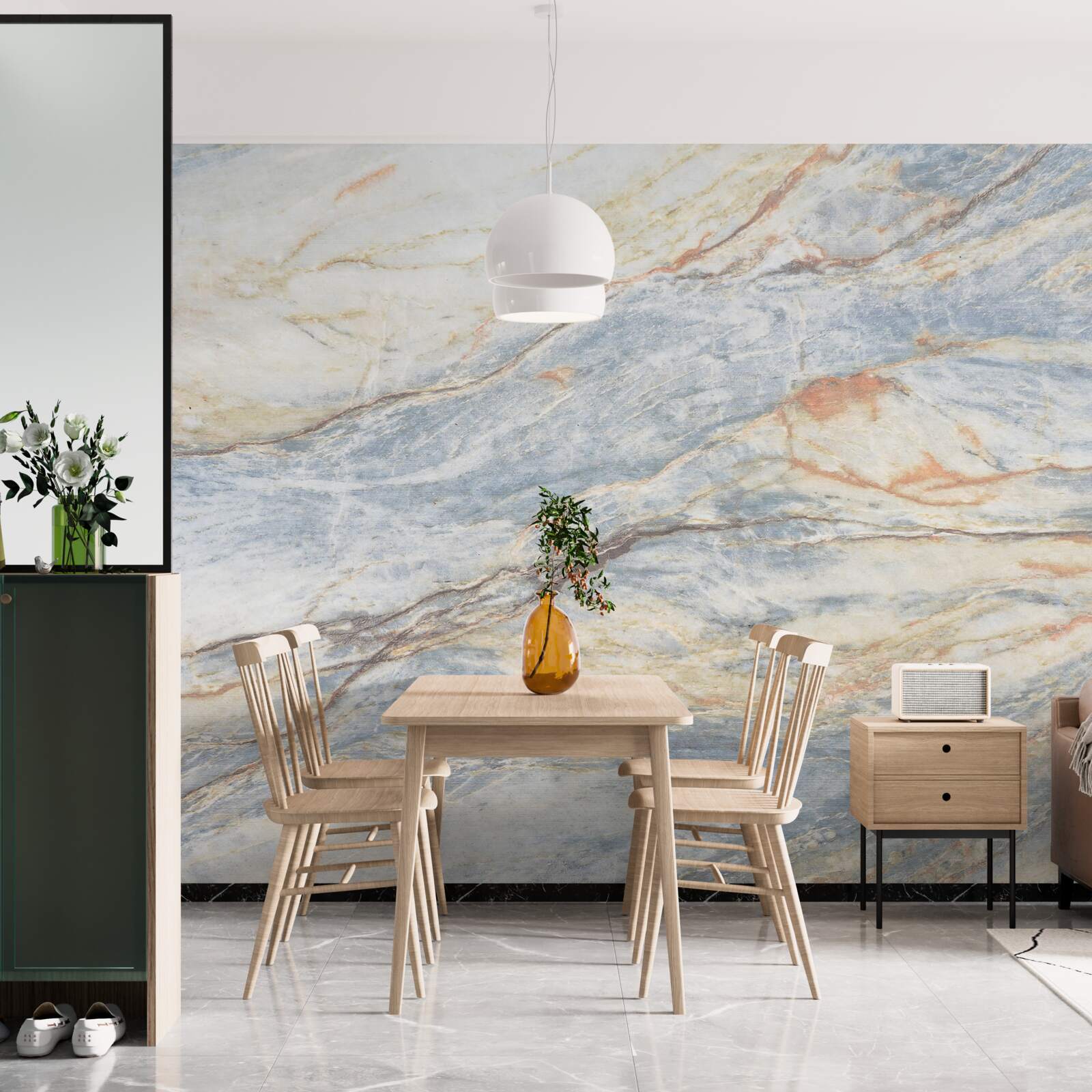 Papier peint marbre grisâtre