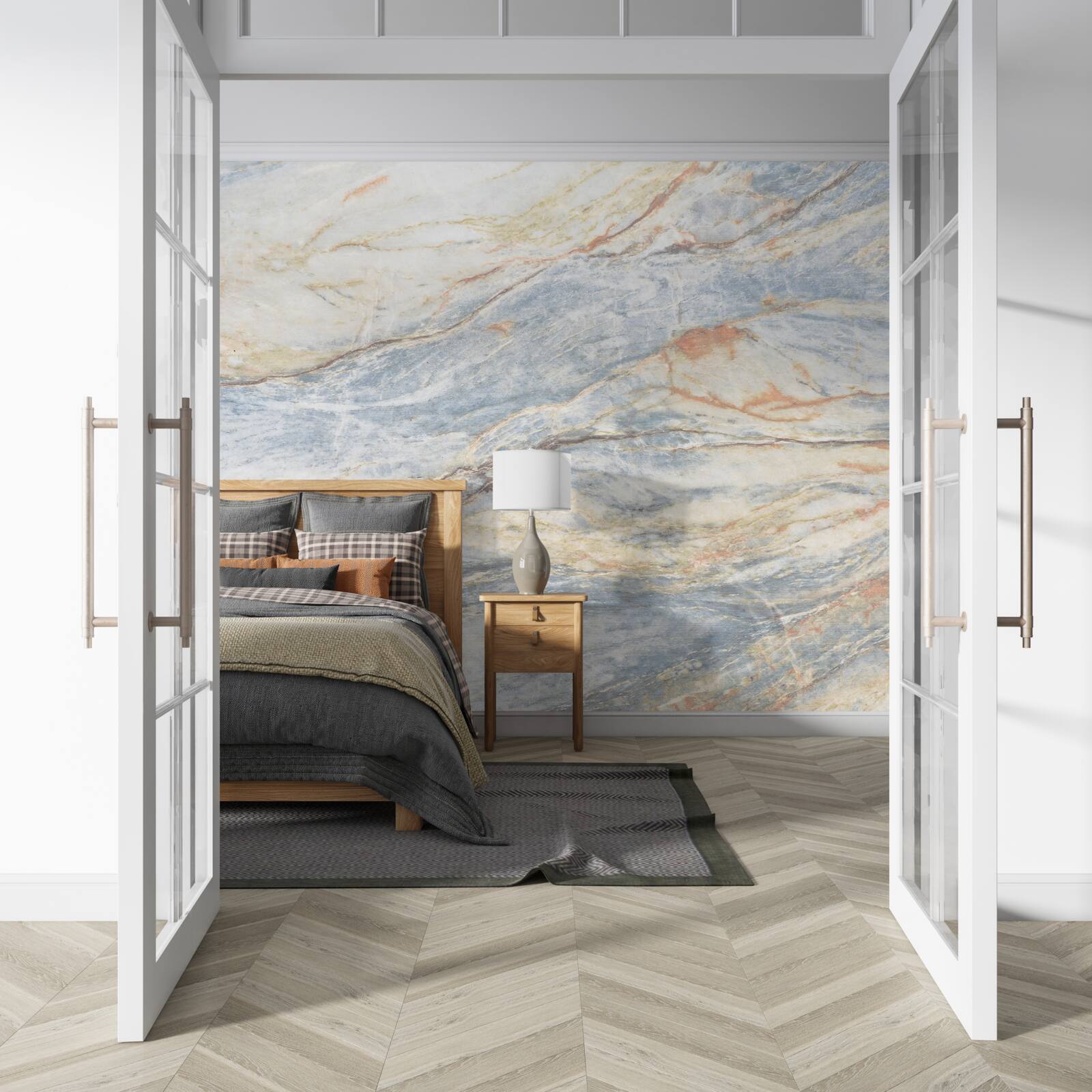 Papier peint marbre grisâtre