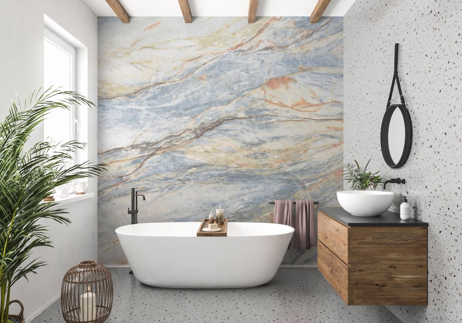 Papier peint marbre grisâtre