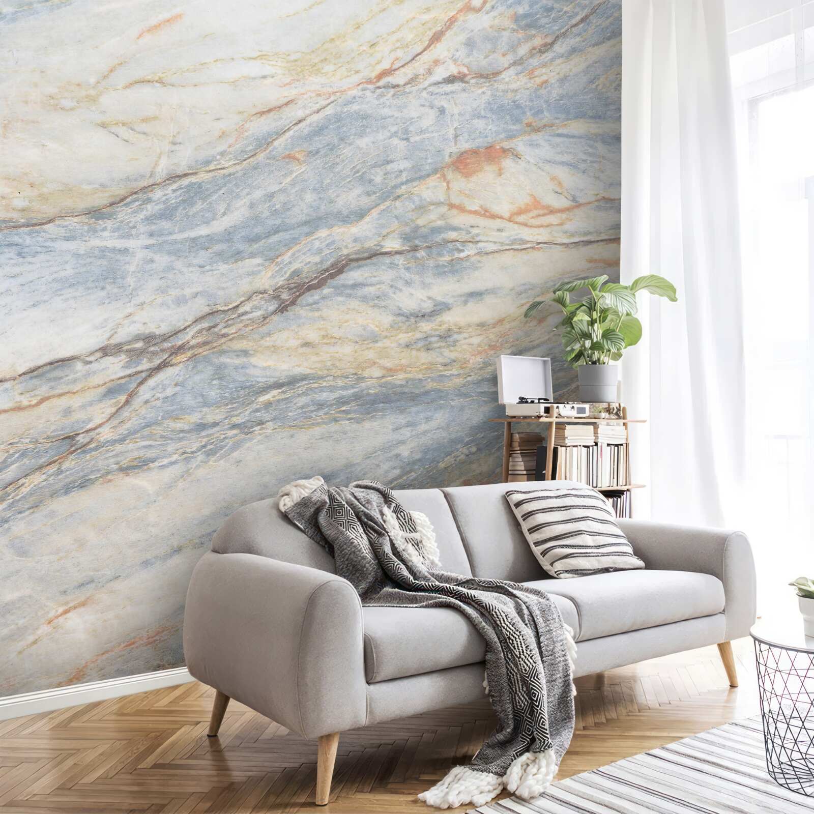 Papier peint marbre grisâtre